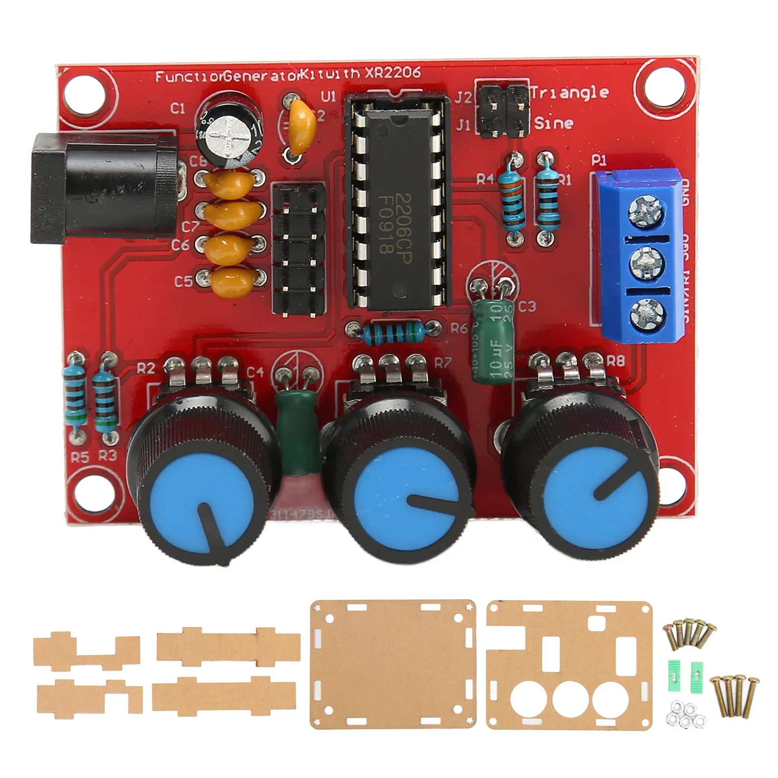 Zestaw Generatora Sygnału, XR2206 Precyzyjny Generator Sygnału Funkcji Moduł Częstotliwości Wyjście Trójkąta Sinusoidalnego Kwadrat 1Hz-1MHz Generator Sygnału Wejściowego 9-12V DC