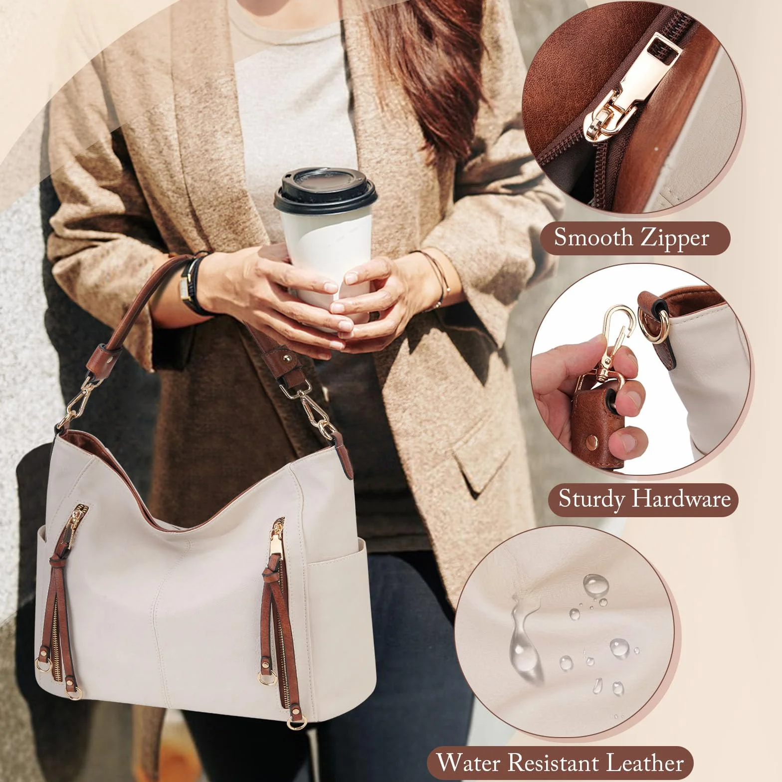 Torba hobo damska z poliuretanu crossbody na ramię do pracy