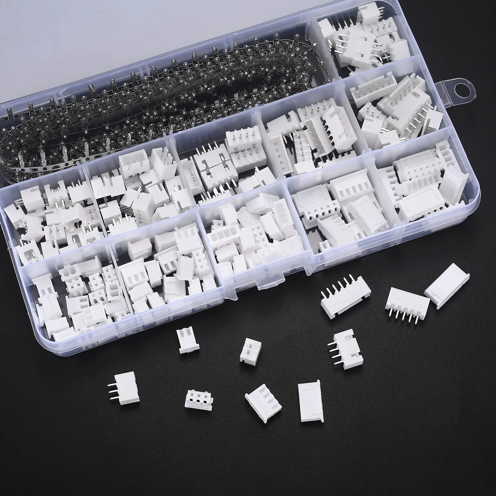 Zestaw 460 sztuk wtyków JST-XH, 2,54 mm 2/3/4/5/6 Pin męski i żeński kabel adaptera wtyczka gniazdo, 2,54 mm żeńskie złącze metalowe pin, gniazdo wtykowe, biała wtyczka płytkowa
