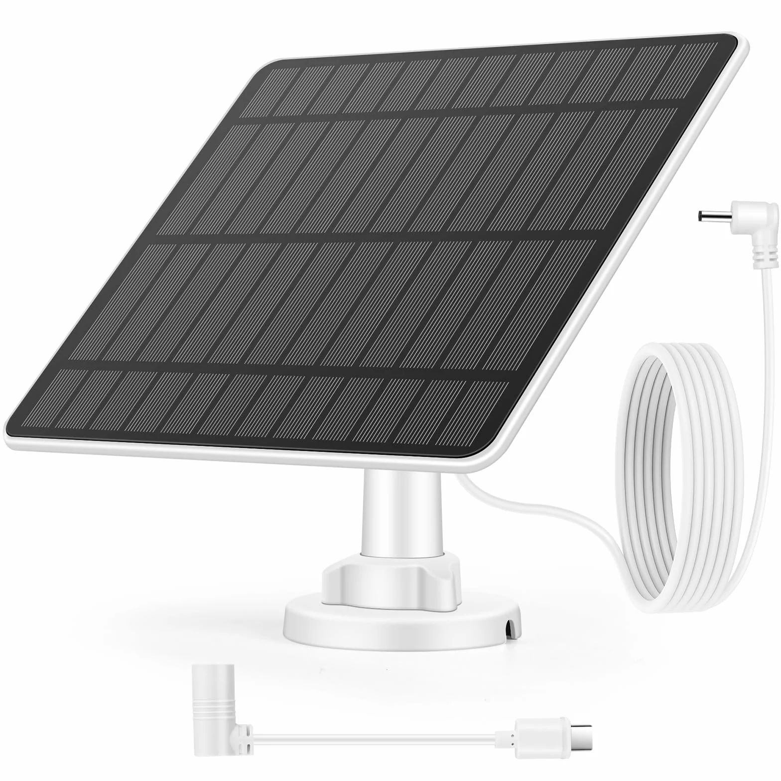 Weinsamkeit Panel słoneczny 5 W do zewnętrznej kamery monitorującej, kompatybilny z baterią Stick Up Cam / Spotlight Cam Pro, adapter wtyczki beczki na USB-C, kabel 4 m, wodoodporny IP65
