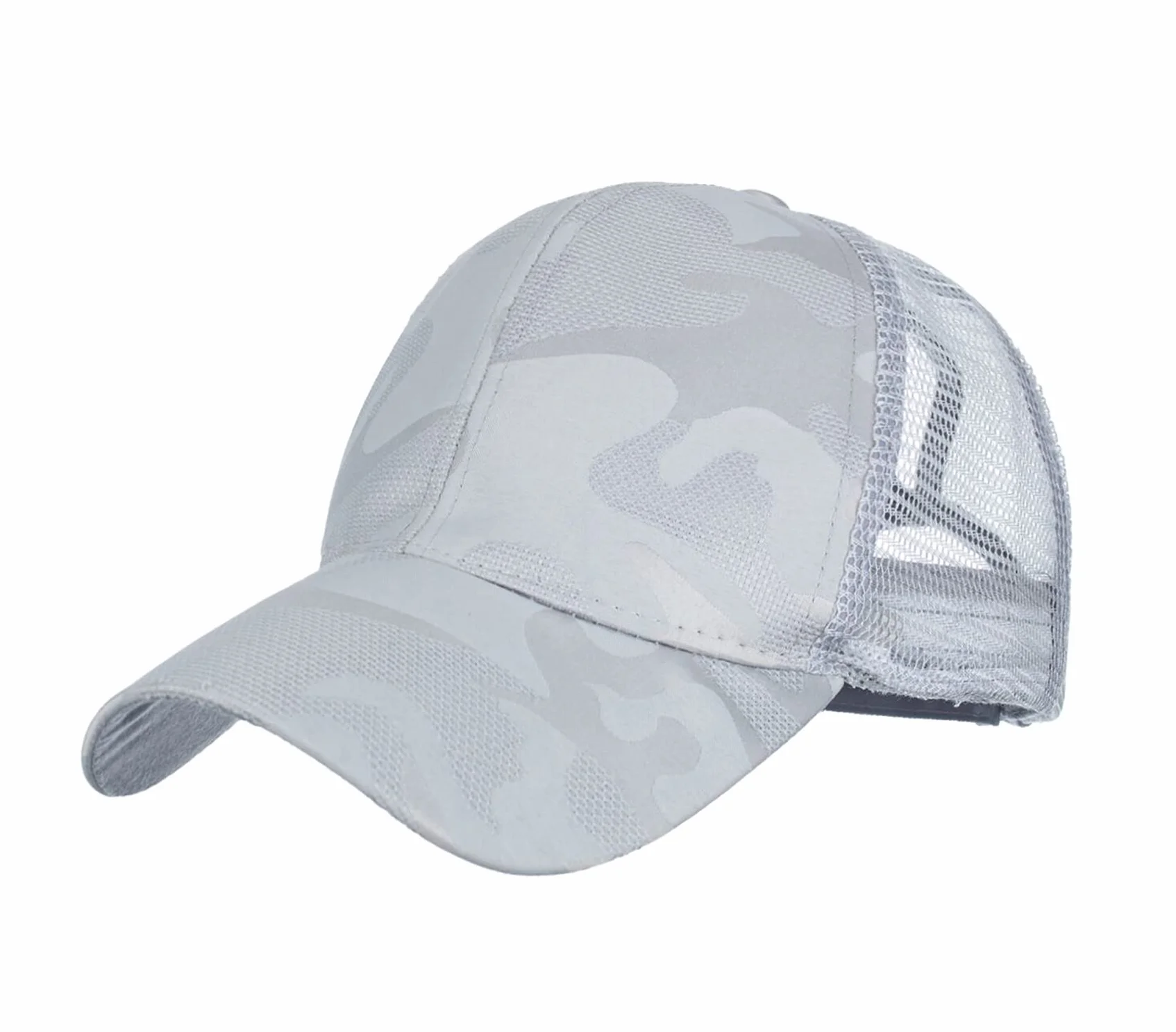Ruicheng Czapka damska z końskim ogonem baseballowa z siateczki Camo Basecap letnia szary 56-60