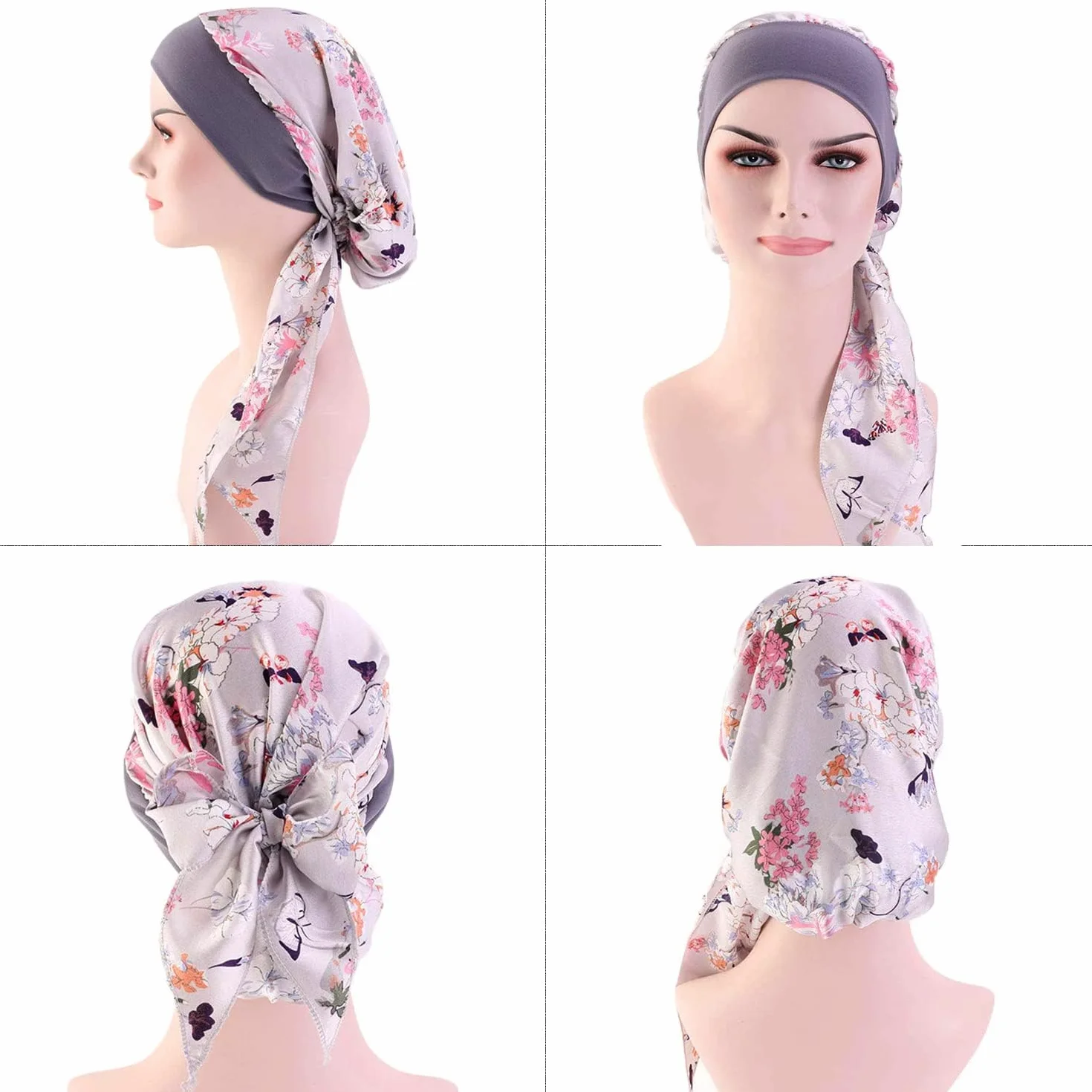 Chemioterapia Turban dla kobiet,Elegancki Lato Kapelusz Chemo,Szyfonowa opaska na głowę do wypadania włosów,Rak,Chemioterapia(fioletowy), Fioletowy, XL