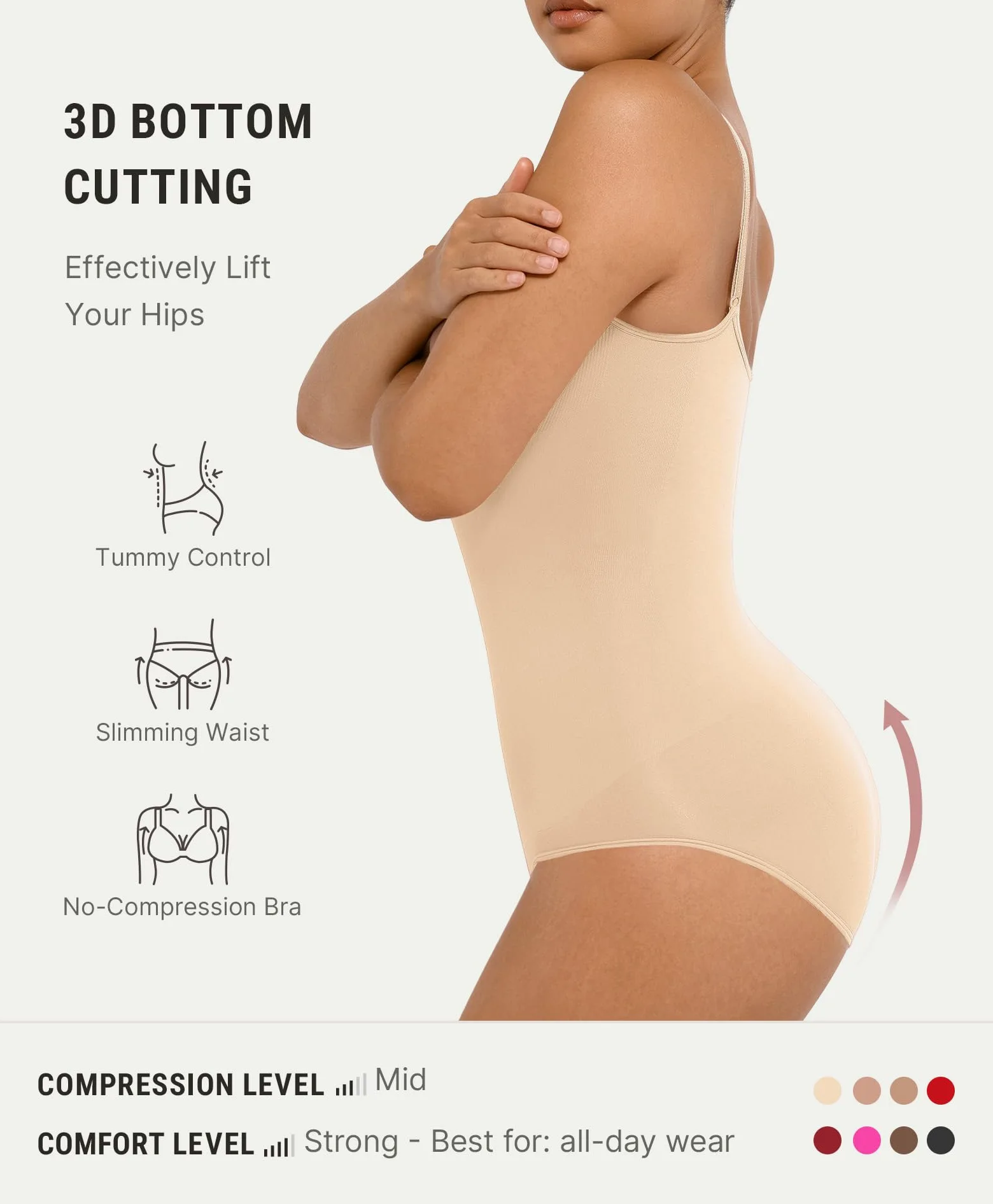 FeelinGirl Bielizna modelująca dla kobiet kontrola brzucha fajas całe ciało haczyk zamek błyskawiczny regulowane paski S-6XL