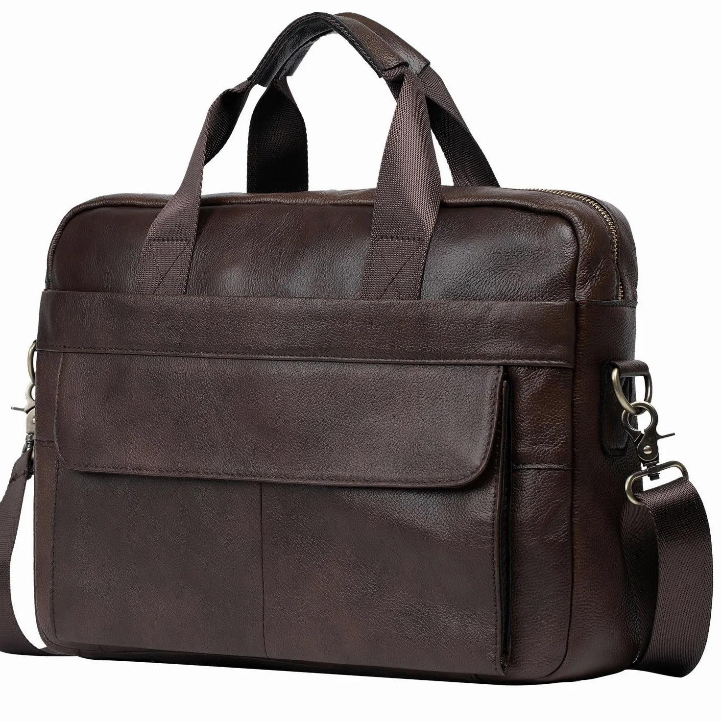 Skórzana teczka 15-calowa torba na laptopa, listonoszka, torba robocza, torebka crossbody, do podróży służbowych, dla mężczyzn, ojca, męża, Cfc-brązowy