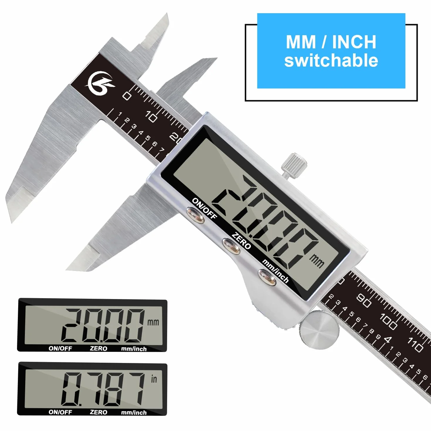 KETOTEK Cyfrowa suwmiarka ze stali nierdzewnej, 150 mm, narzędzie pomiarowe, wyświetlacz LCD, suwmiarka z zapasowymi bateriami, do domu, przemysłu, dla majsterkowiczów