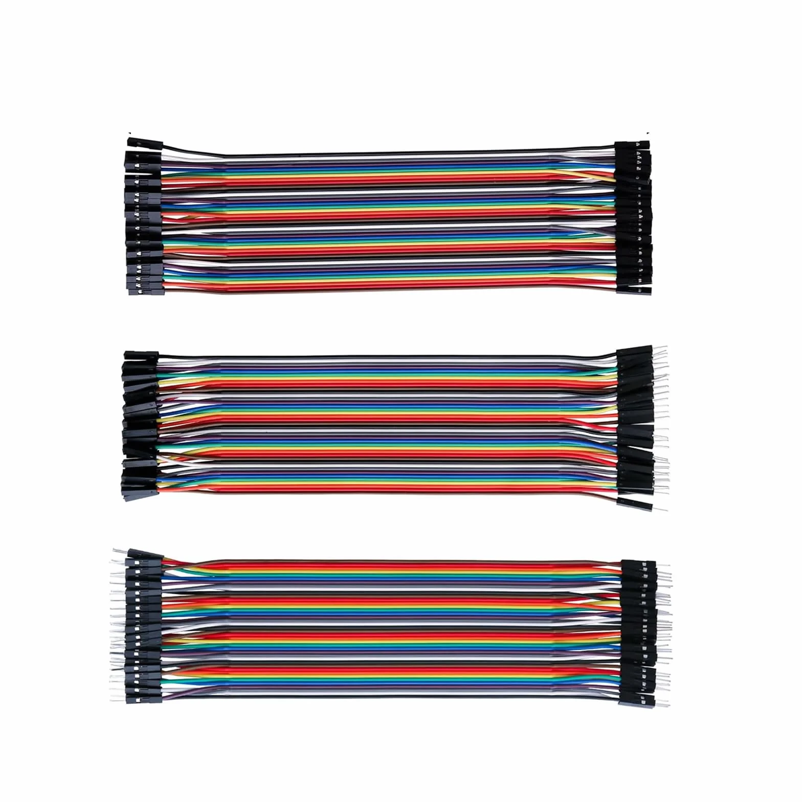 3 SZTUK 20 CM Kabel, męski do żeńskiego męskiego do męskiego do żeńskiego zworka Mehrfarbige Wire Zestaw kabli z drutem Ribbon Kable Dupont dla Raspberry Pi Elektronikprojekte