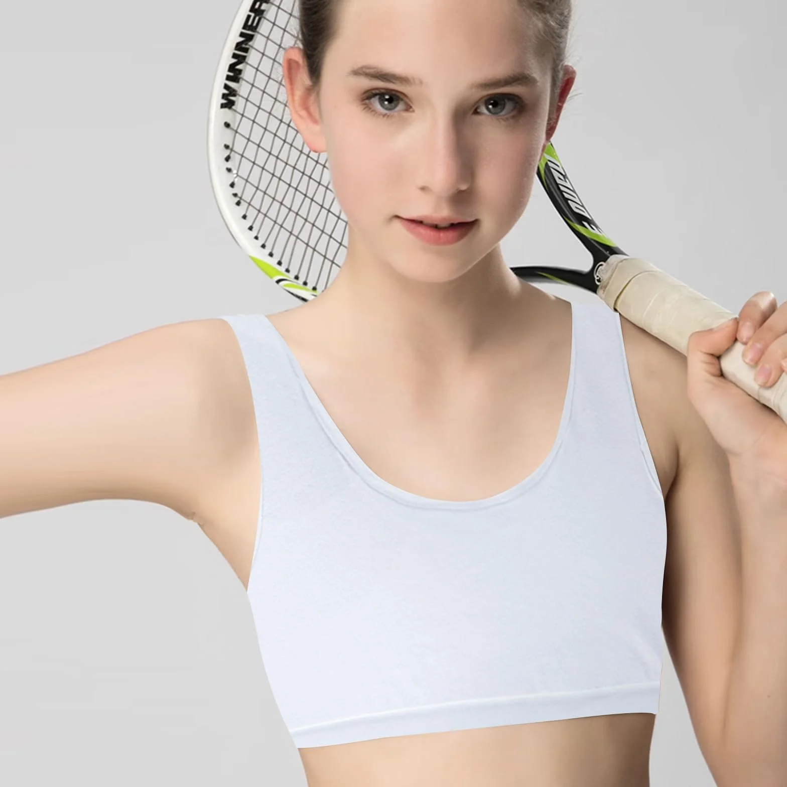 4-pak biustonoszy typu Crop Top dla dziewczynek, miękki, wygodny bawełniany biustonosz sportowy dla dzieci, bielizna, nieusztywniany biustonosz treningowy, biustonosz typu Crop Top dla dziewczynek,