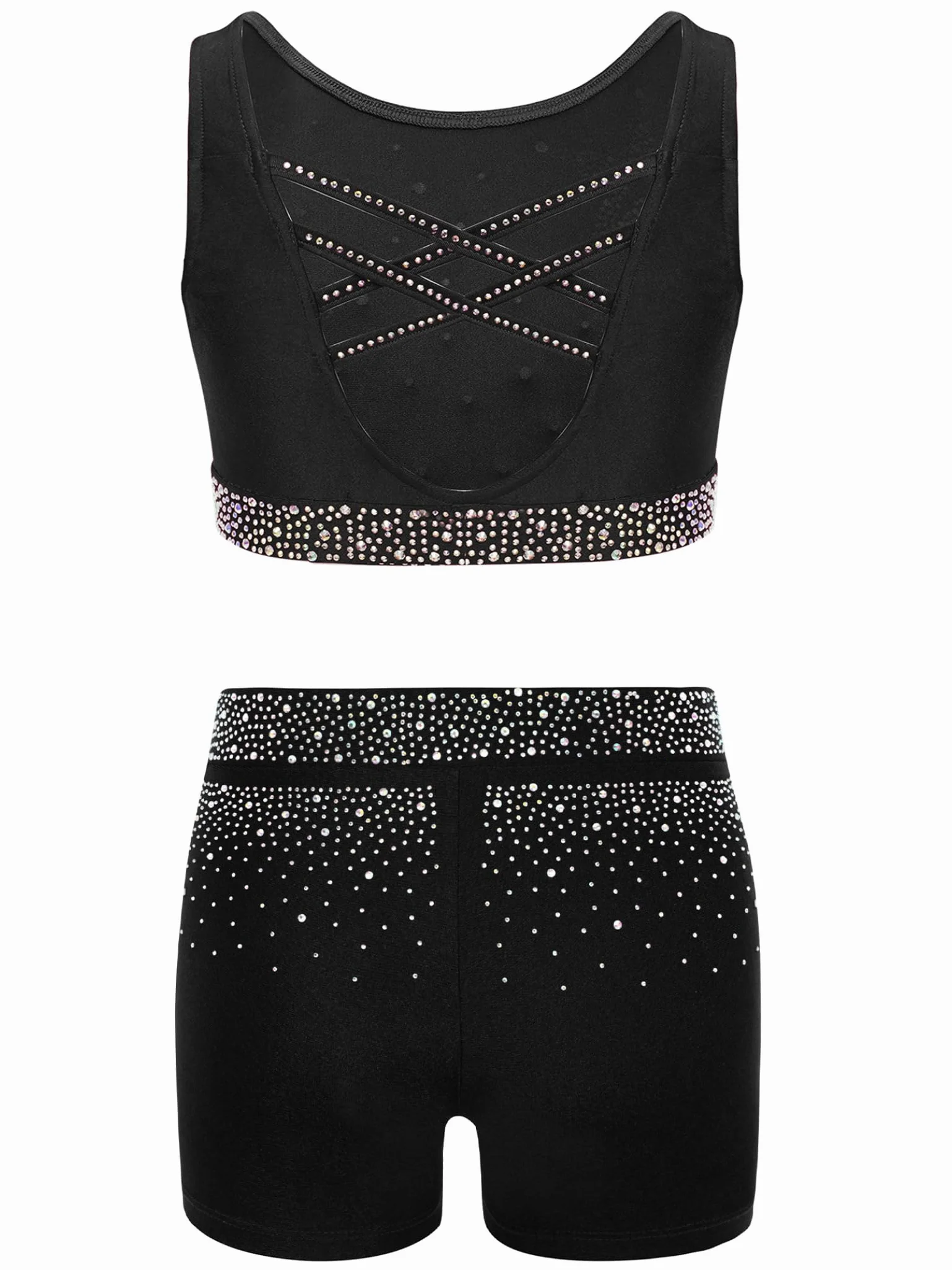 Zestaw sportowy dla dziewcząt i dzieci, spodenki gimnastyczne crop top i szorty do tańca, gimnastyka, łyżwiarstwo figurowe, odzież sportowa, joga trening 110-170