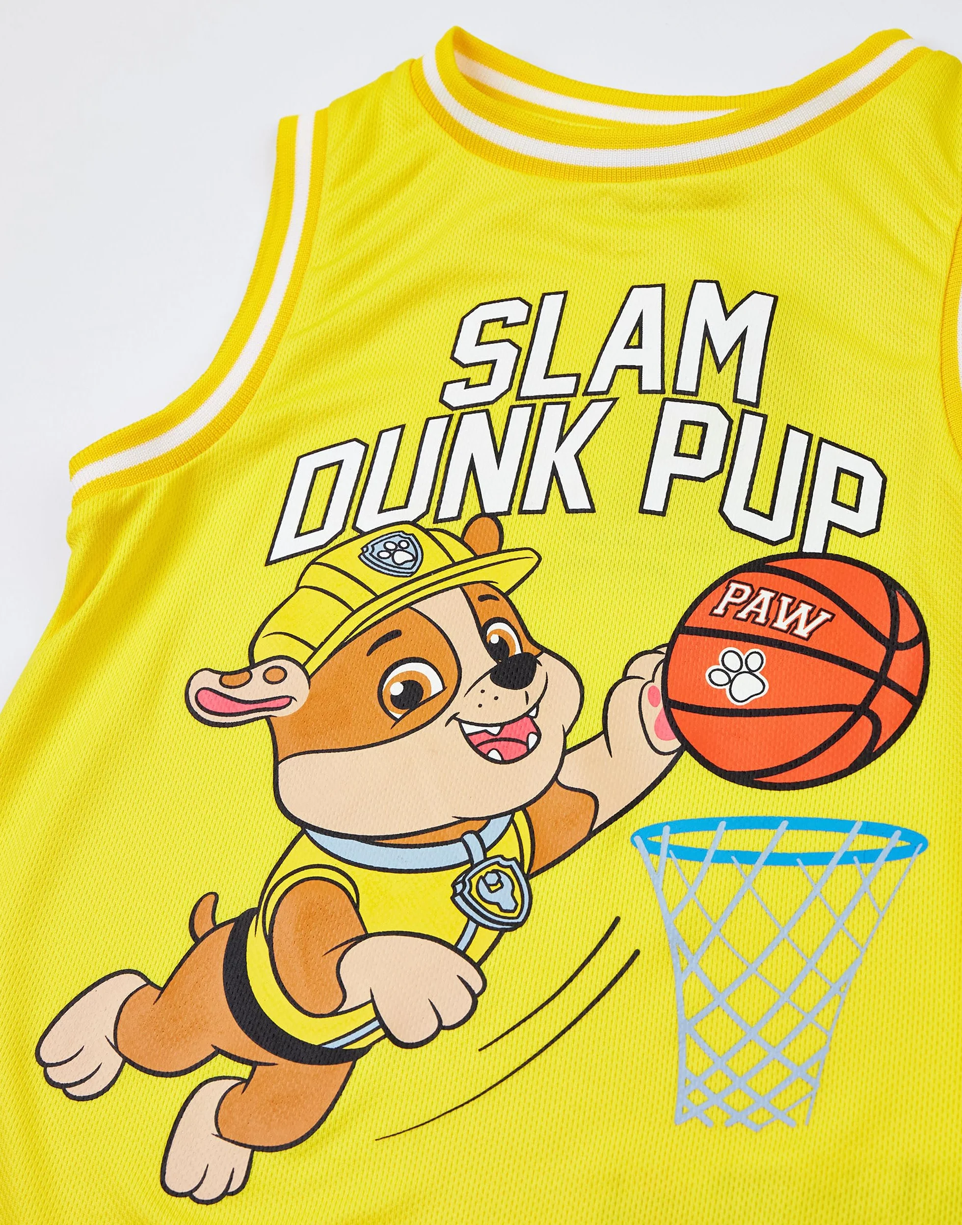 Paw Patrol Boys Rubble Koszulka i spodenki do koszykówki | Kids Slam Dunk Pup Dwuczęściowy żółty strój sportowy | Zestaw dla dzieci