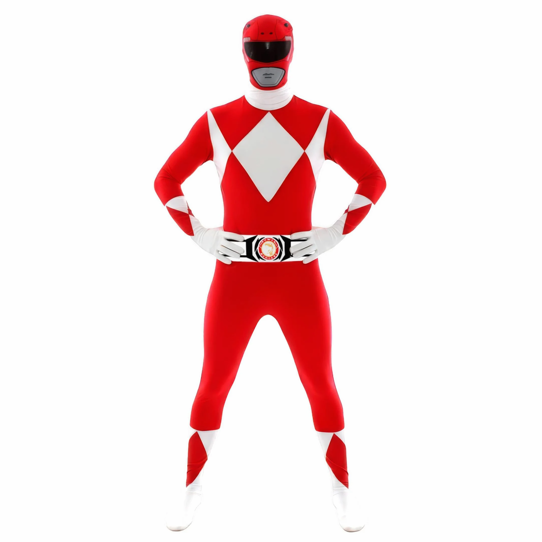 Morphsuits Oficjalny czerwony kostium Power Ranger dla dorosłych - XL (176 cm-185 cm), czerwony, XL