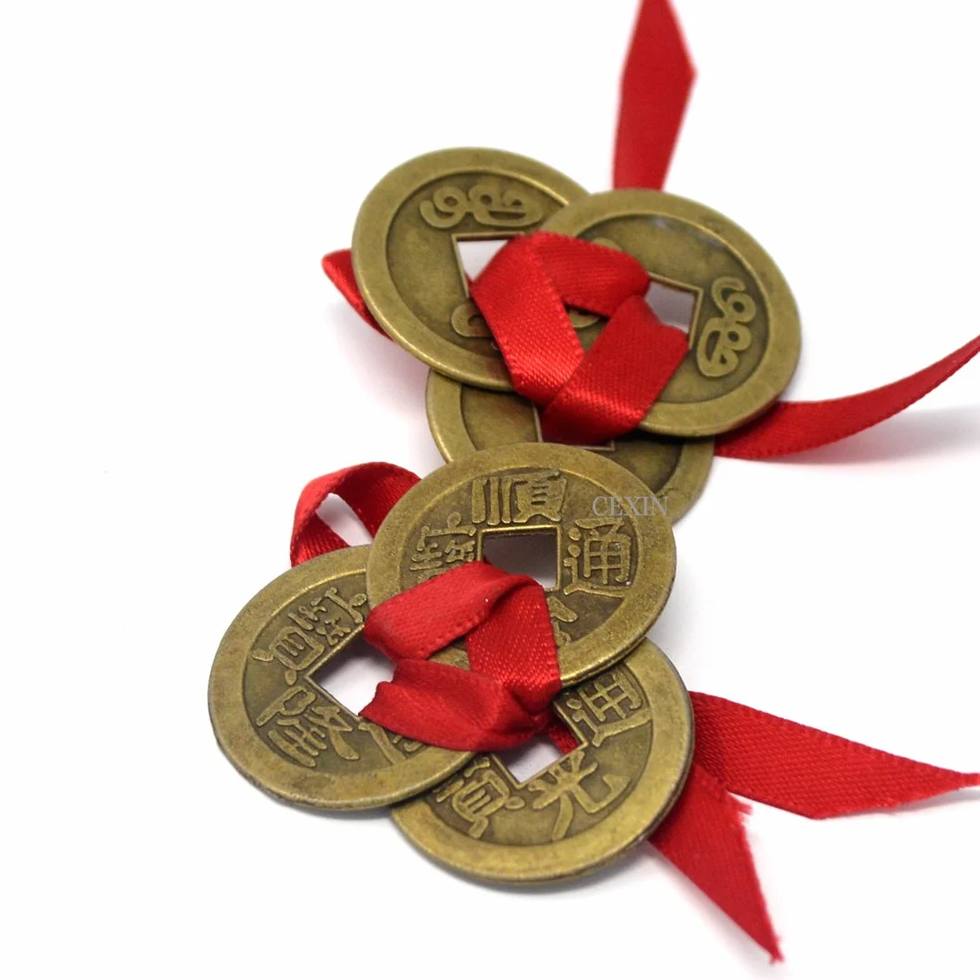 2 szt. chińskie Feng Shui trzy monety I Ching dla Fortune W torba na prezent SKU: Y1145, 2,3 cm