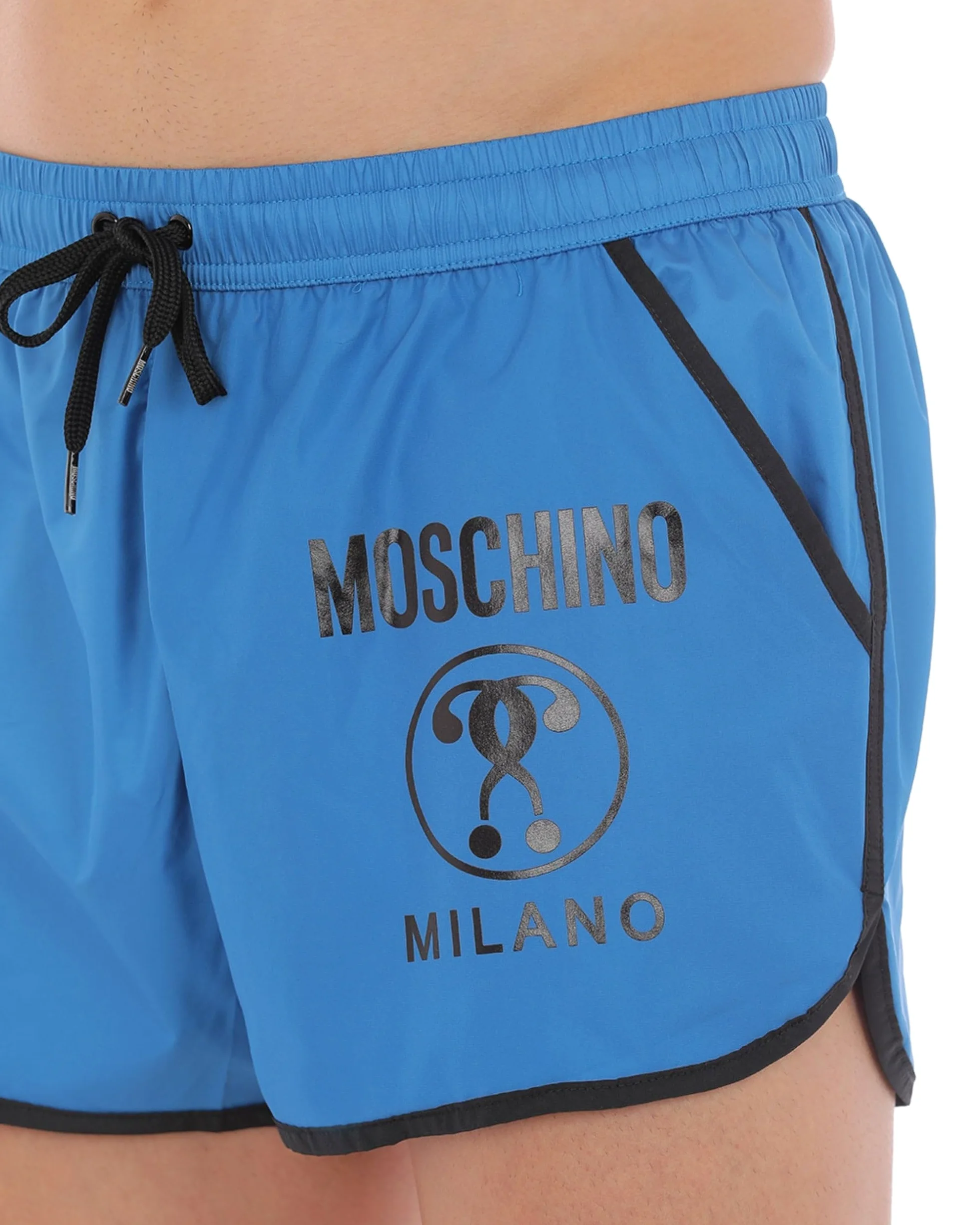 Moschino Męskie kąpielówki podwójny znak zapytania czarny - biały