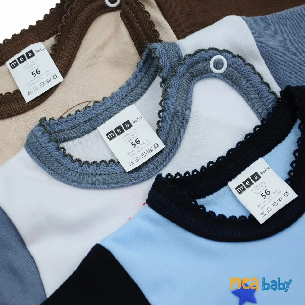 MEA BABY niemowlęce body z długimi rękawami unisex z nadrukiem, opak. 5 szt. Body dla niemowląt dla chłopców Body dla niemowląt dla dziewczynek (62)