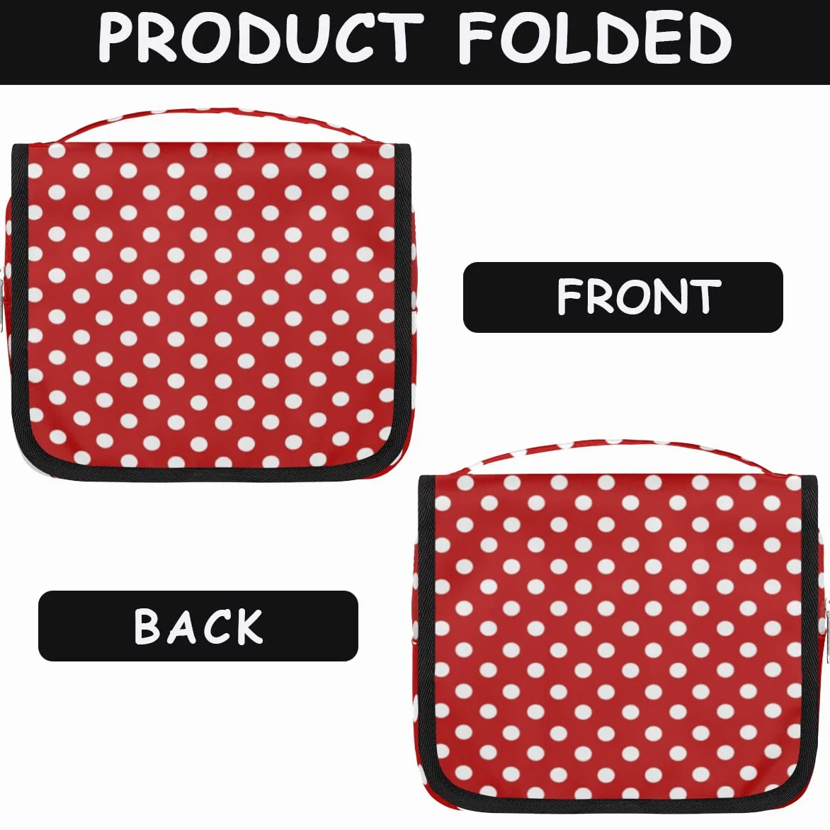 Polka Dots czerwona podróżna kosmetyczka w kropki torba do mycia torebka uniseks wiszące przybory toaletowe organizer na kosmetyki, wielobarwny, Jeden rozmiar