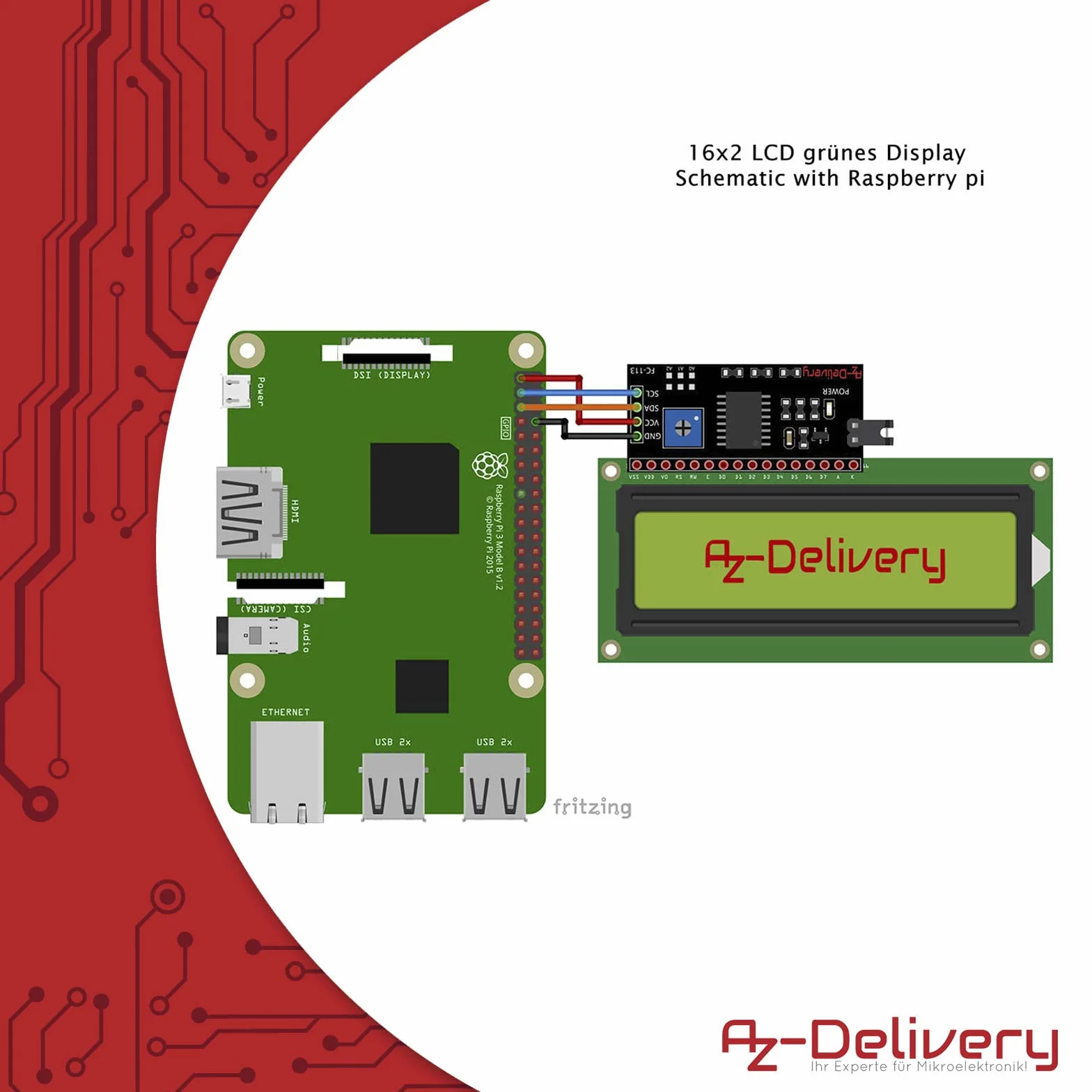 AZDelivery 5 x HD44780 1602 LCD Module Display 2x16 znaków z zielonym tle i czarne kompatybilny z Arduino i Raspberry Pi znaki tym e-Book!