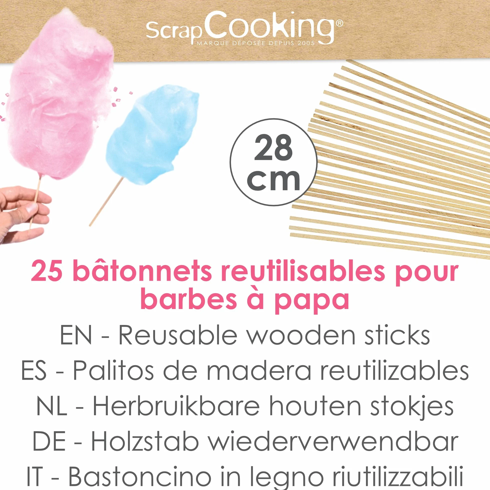 25 pałeczek do waty cukrowej