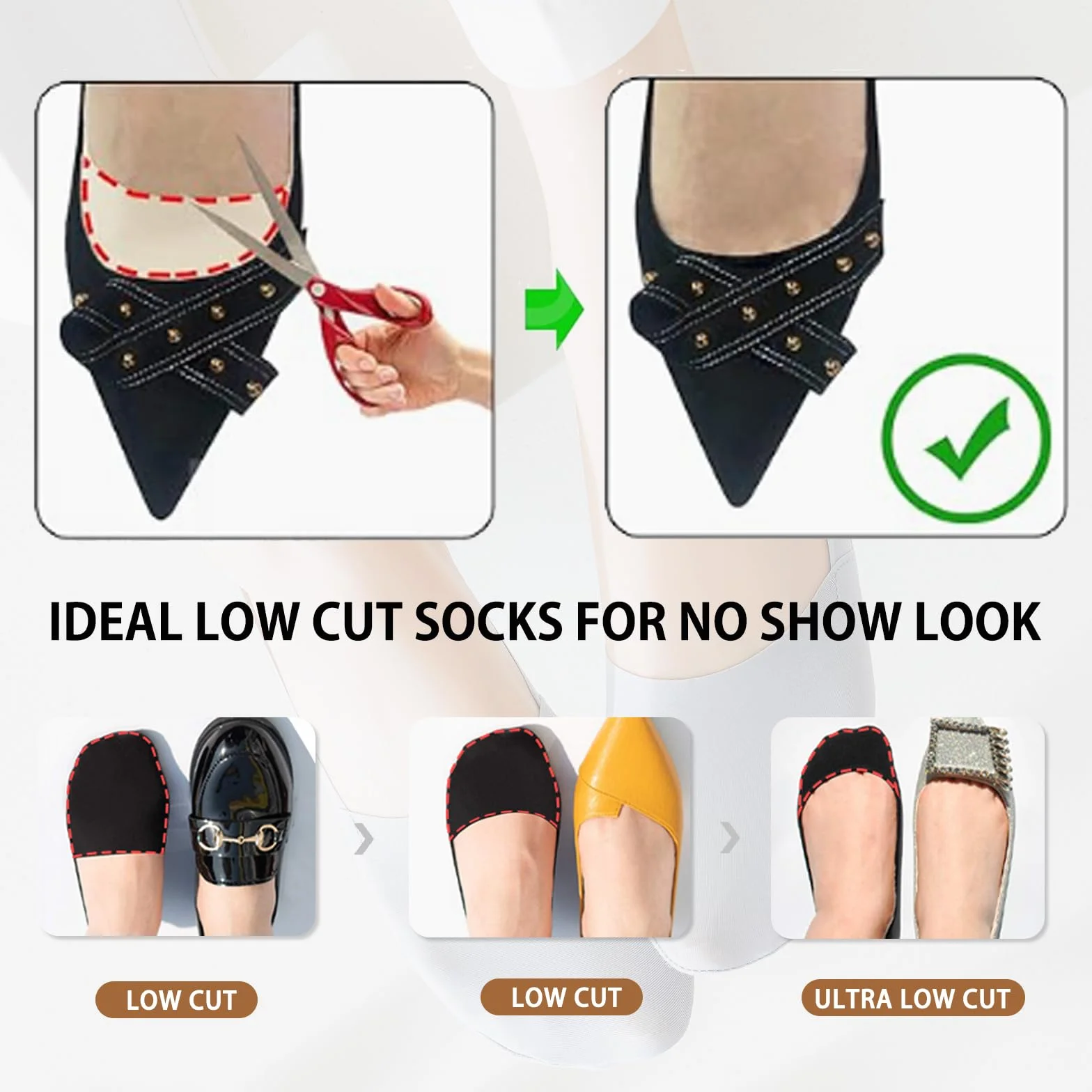 Caudblor 6 par niewidocznych antypoślizgowych damskich krótkich skarpet Low Cut Liners & Ankle Socks Black Gray Nude 4-6 6-8, BEŻOWY, 36.5-38.5 EU