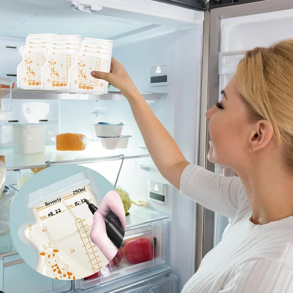 Worek do przechowywania przed sterylizacją, worek do przechowywania mleka matki, worek do zamrażania mleka 250 ml,świeża torba do przechowywania ze skalą,50 sztuk