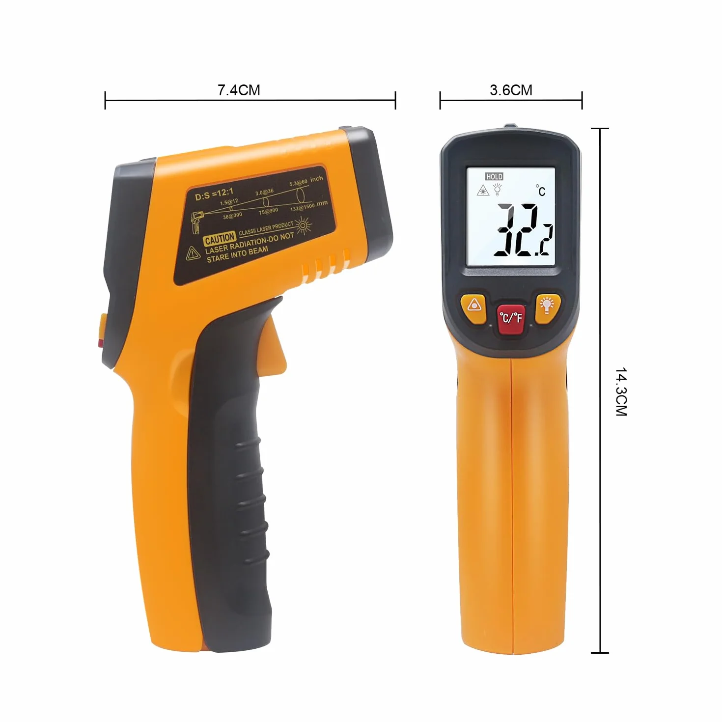 KETOTEK Termometr na podczerwień, Termometr laserowy na podczerwień Pistolet do pomiaru temperatury -50℃~400℃ Cyfrowy bezkontaktowy do gotowania żywności/grillowania/zamrażania/lodówki/mięsa