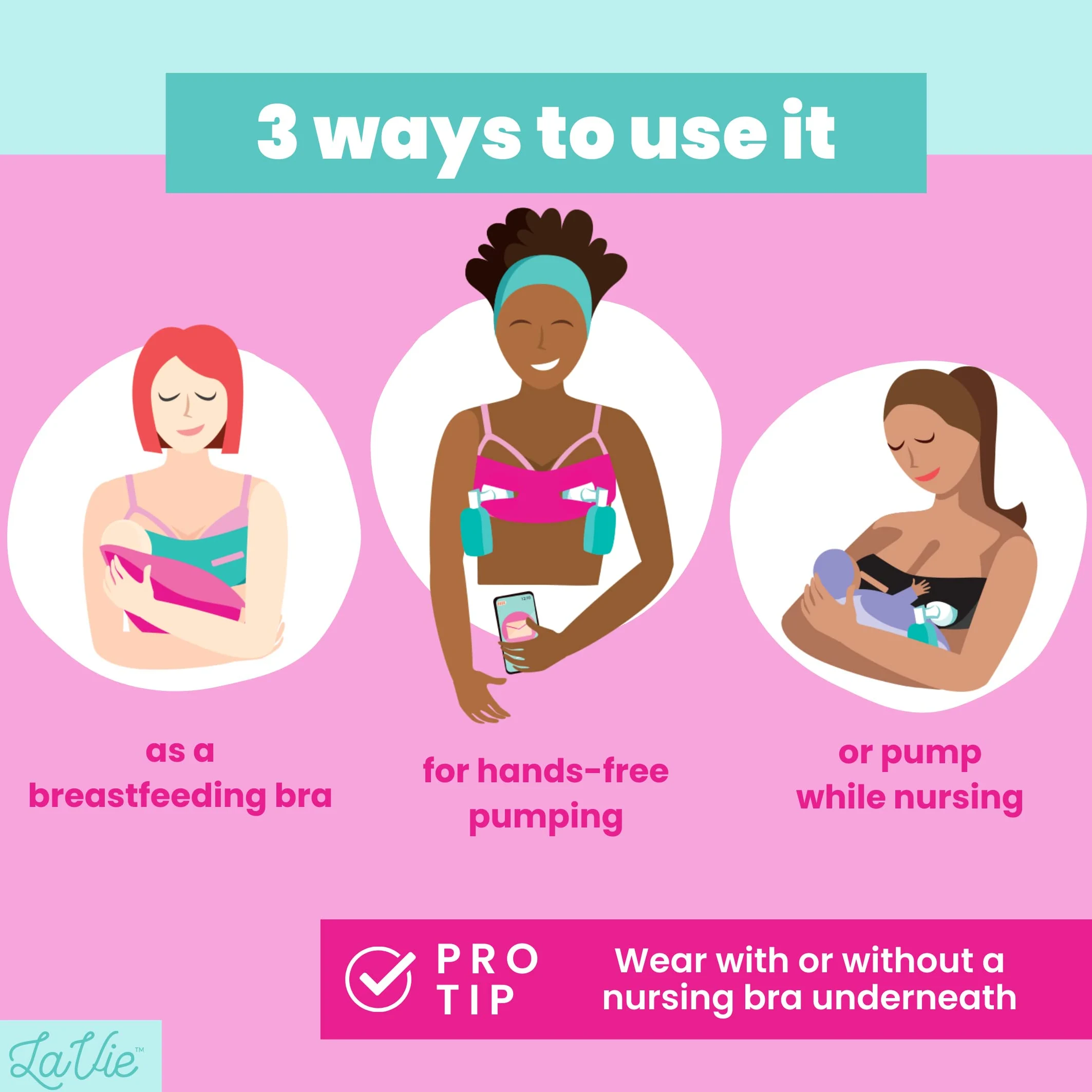 LaVie Stanik Kobiety Pump Strap Hands Free Pumping Bra | Strapless, Wireless, Adjustable | Maternity Bra For Multitasking And Compression