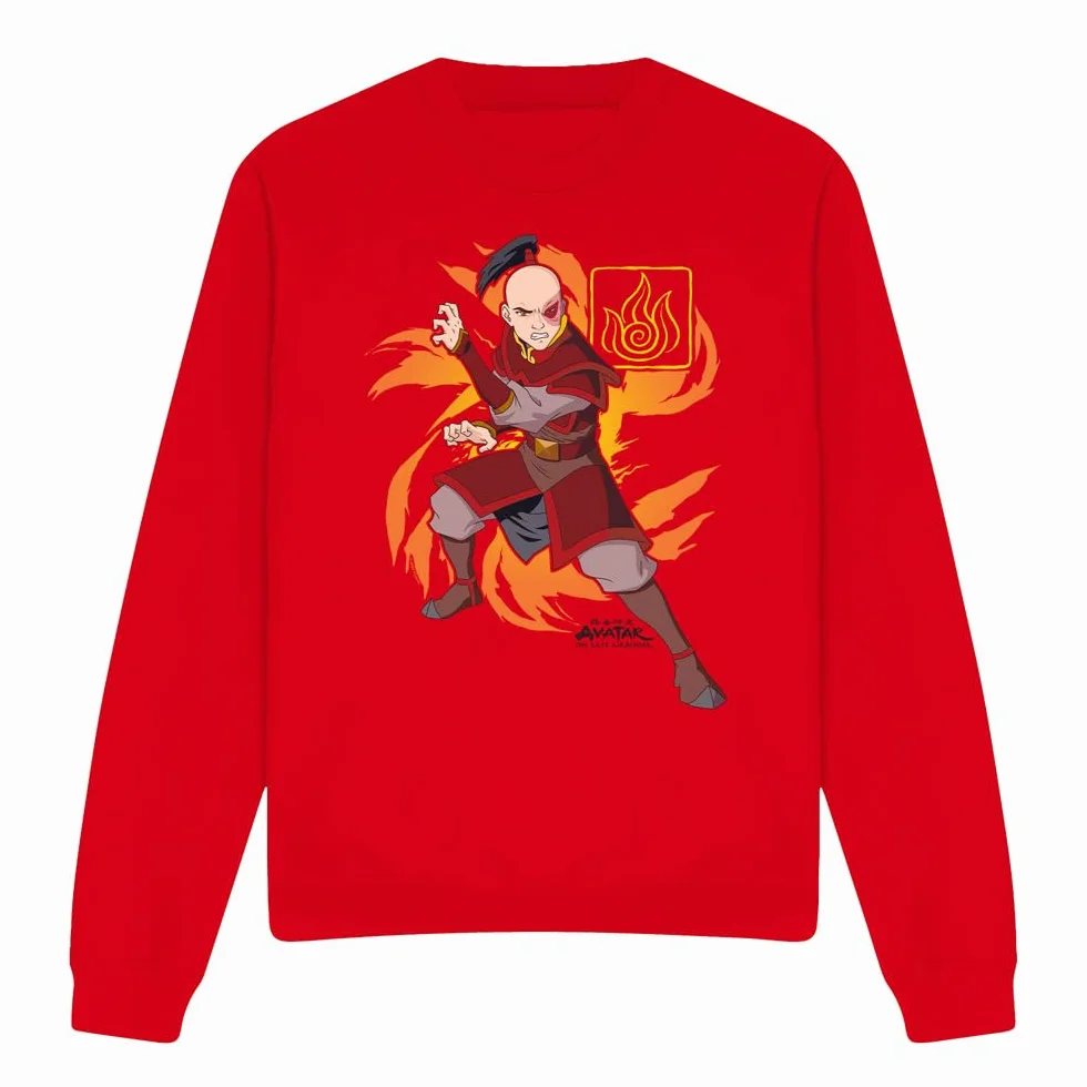 NICKELODEON AVATAR THE LAST AIRBENDER Bluza sportowa Uniseks Avatar The Last Airbender Zuko Flame Burst Crew Sweatshirt