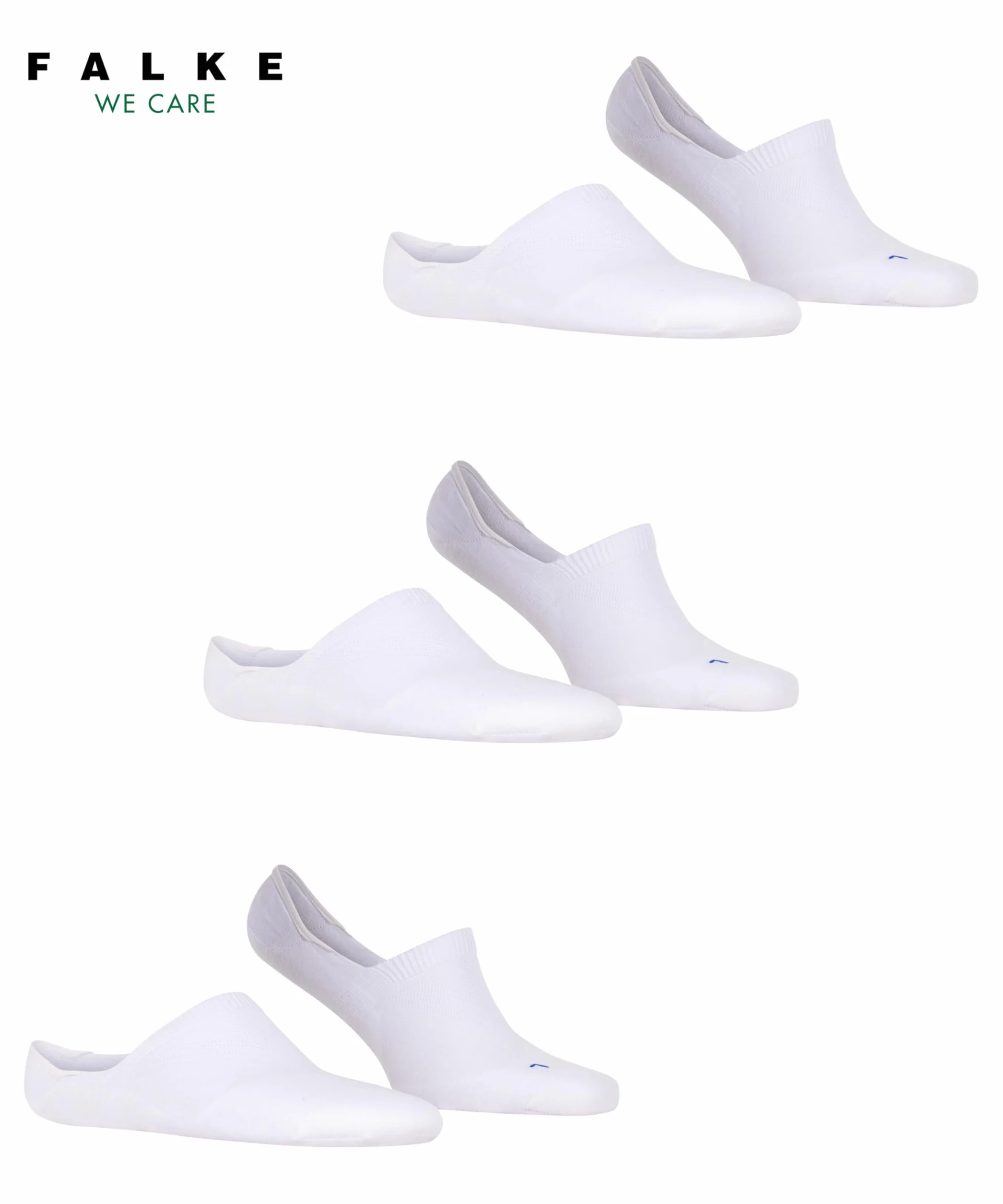 FALKE Uniseks Stopki Cool Kick Invisible Multipack U In Oddychający I Szybkoschnący niewidoczne jednokolorowe 3 Pak, Biały White 2000, 42-43