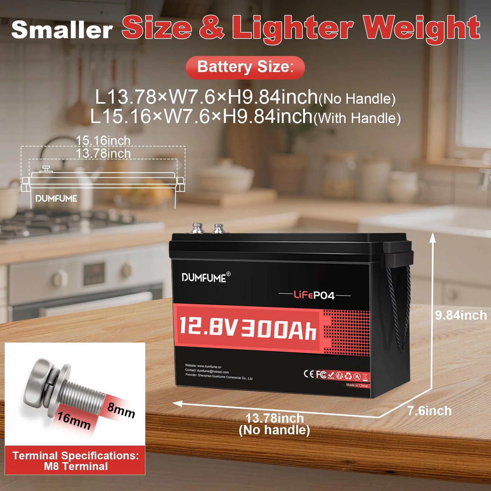 12V 300Ah Bateria Litowa LiFePO4 3840Wh BMS 200A, 6000+ Cykli, Żywotność 10 Lat, Akumulator LiFePO4 do Energii Słonecznej, Kampera, Kampingu, Fotowoltaiki, Domowego Magazynu Energii