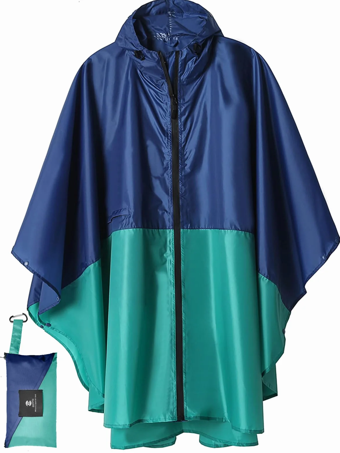 SaphiRose Rain Poncho Raincoat Hooded for Adults Women with Pockets Green-Blue