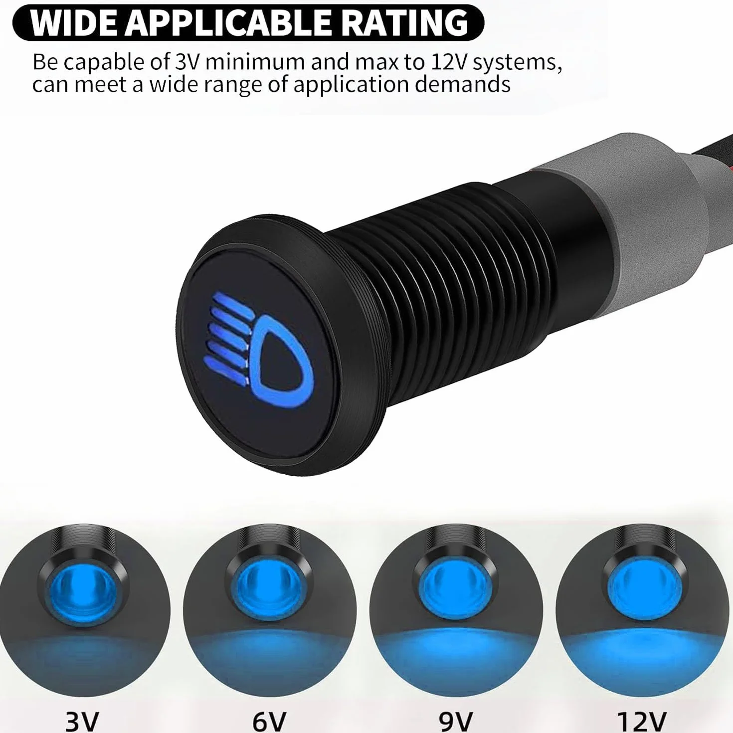 RUNCCI-YUN 12-24 v 8 mm DC Metalowa lampka Led wskaźnik, wskaźnik LED 12 v, do vana, łodzi i innych pojazdów uniwersalny (niebieski) (wskaźnik led światła drogowe)