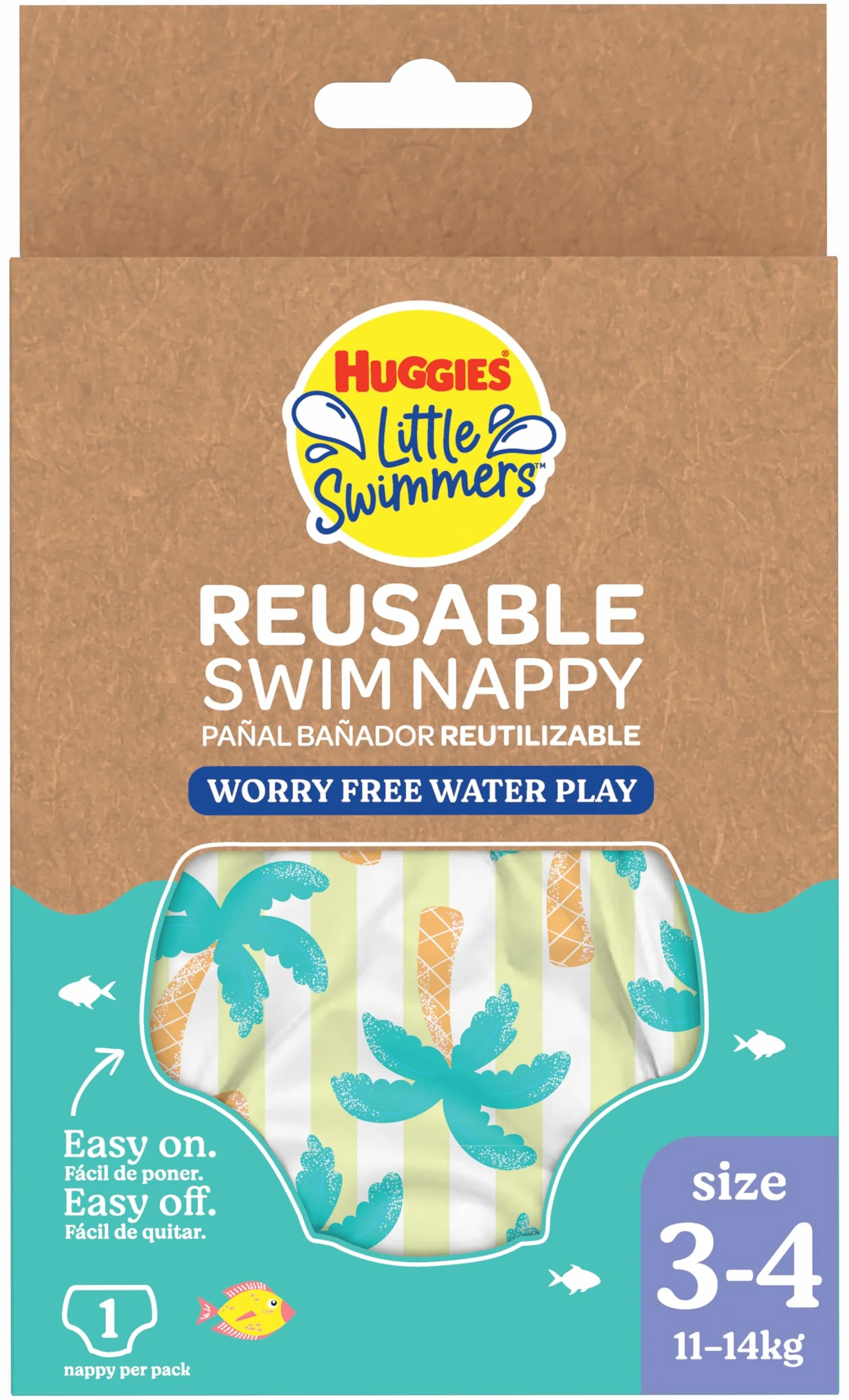 Huggies Little Swimmers, rozmiar 3-4 (7-15 kg), 1 pieluszka wielokrotnego użytku z tropikalnym wzorem