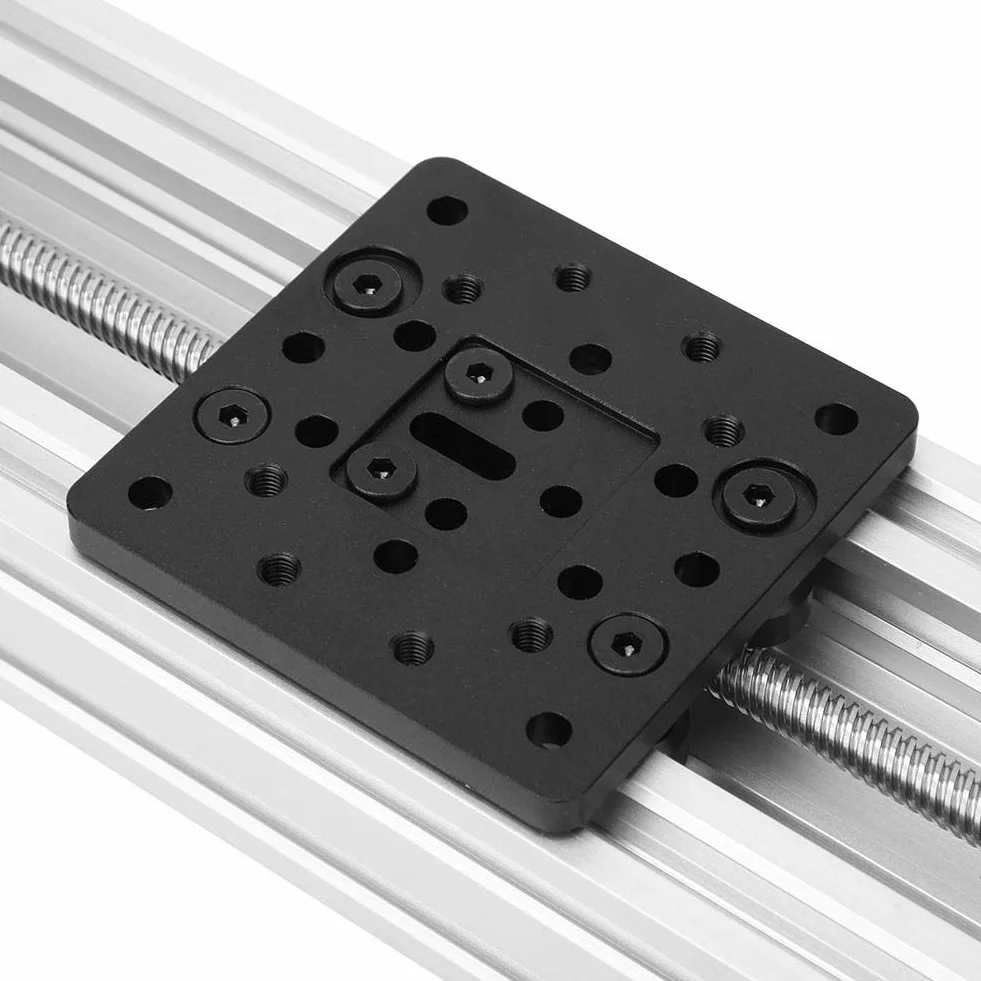 Liniowy stół przesuwny, długość przesuwu 250-500 mm Ślimakowy stół przesuwny Napęd stolika do grawerek w drukarkach 3D itp. Zautomatyzowane linie produkcyjne (250 mm srebrne)