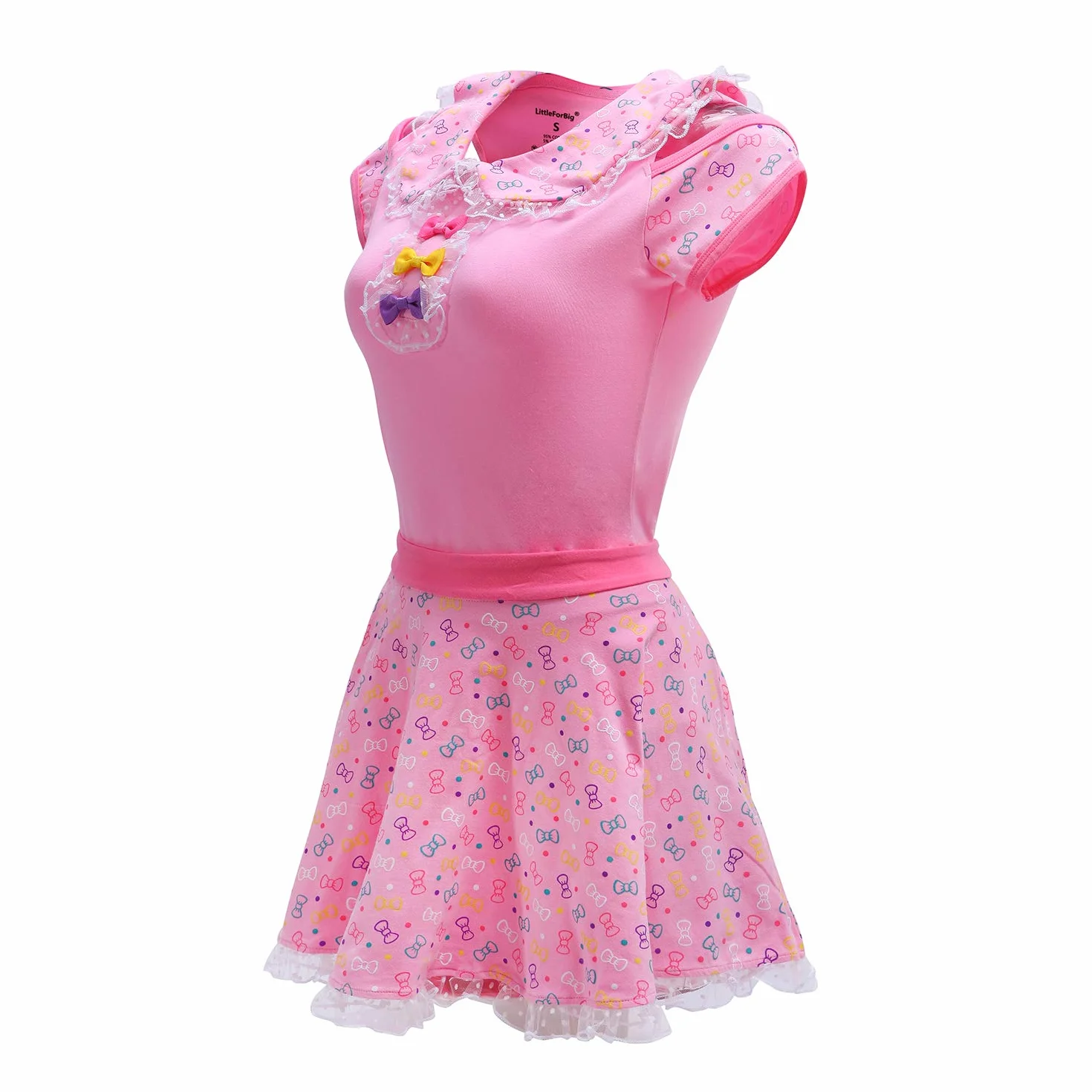 LittleForBig Dorośli Baby miłośnik pieluszek ABDL jednoczęściowy śpioszki Witaj Meow-Meow Onesie