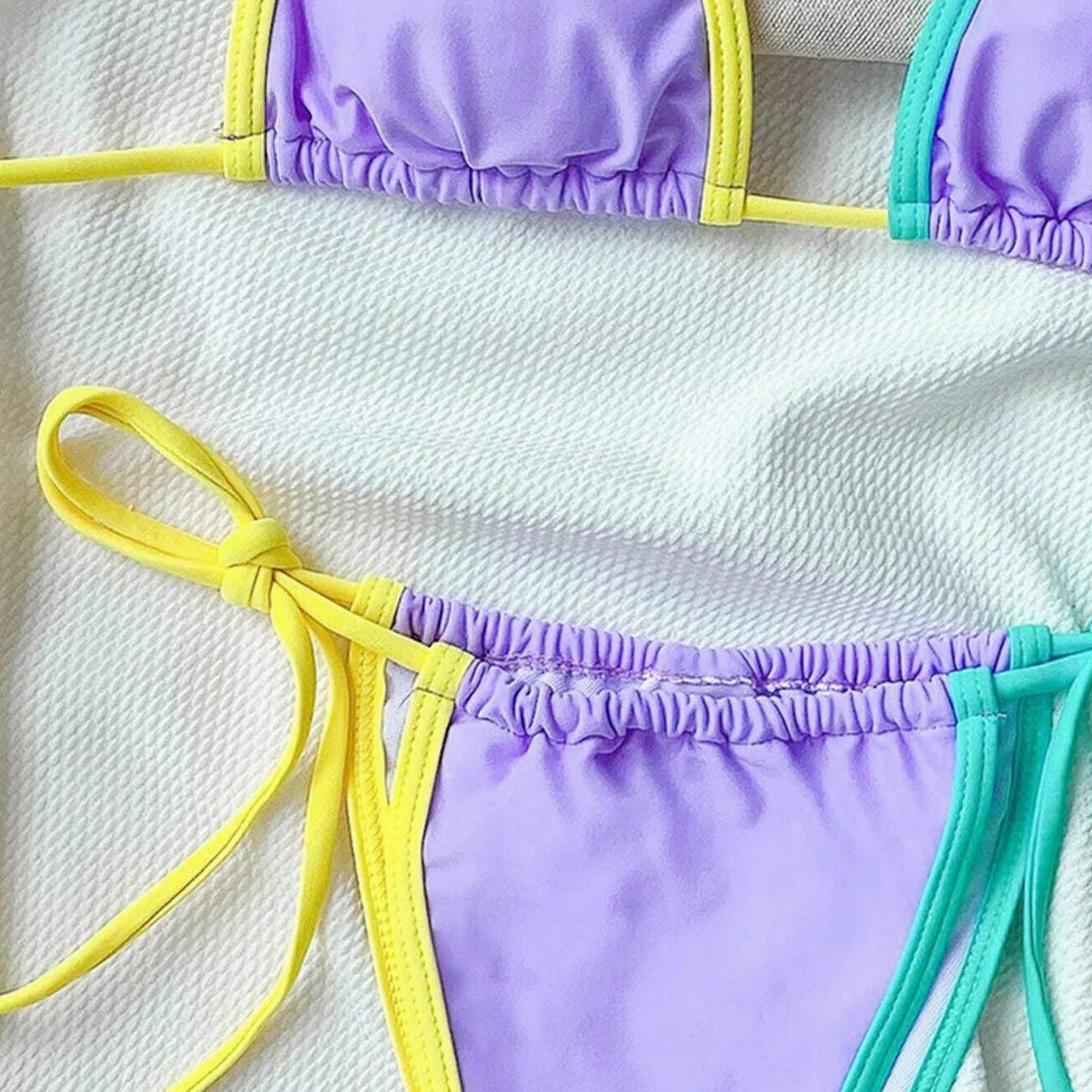 Patchworkowe stringi mikro bikini damskie seksowne bandażowe bikini Set Push Up wyściełane stroje kąpielowe strój kąpielowy z wysokim stanem (kolor: czarny, rozmiar: mały) (różowy S)