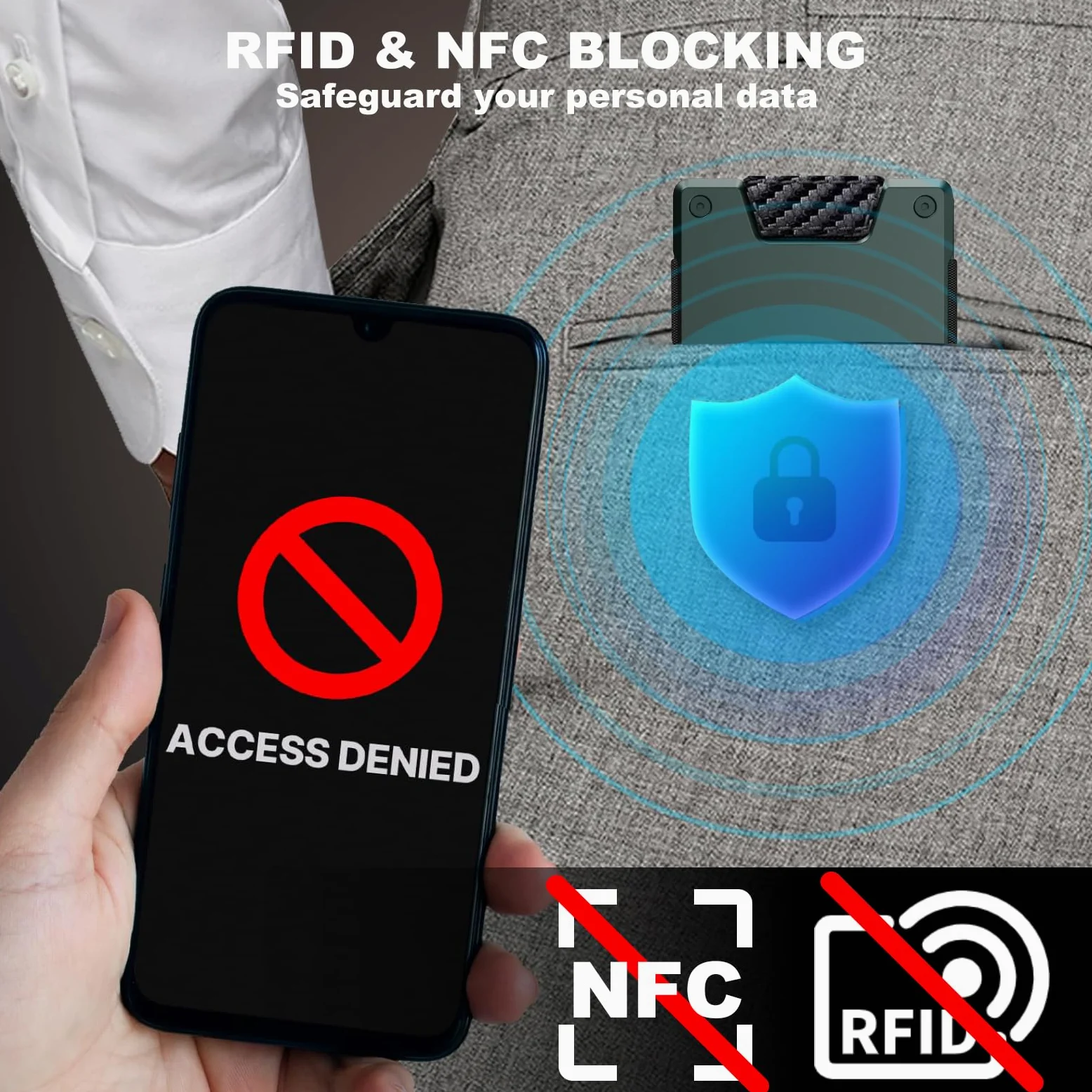 ZXLIHS Wąski portfel męski - minimalistyczny kompaktowy portfel i etui na karty 25+, portfele z przednią kieszenią chronioną RFID dla mężczyzn ze zintegrowanym elastycznym paskiem gotówkowym 10+