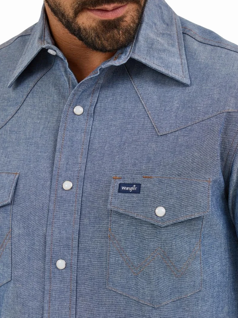 Wrangler Cowboy Cut Western z długim rękawem Snap koszula robocza prane wykończenie Mężczyźni