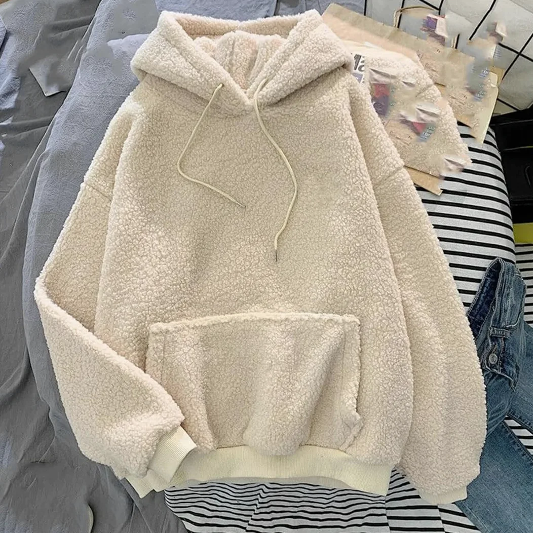 Fnfmrfmr Damskie solidne bluzy oversize bluzy polarowe z długim rękawem jesień zima sweter z kieszenią
