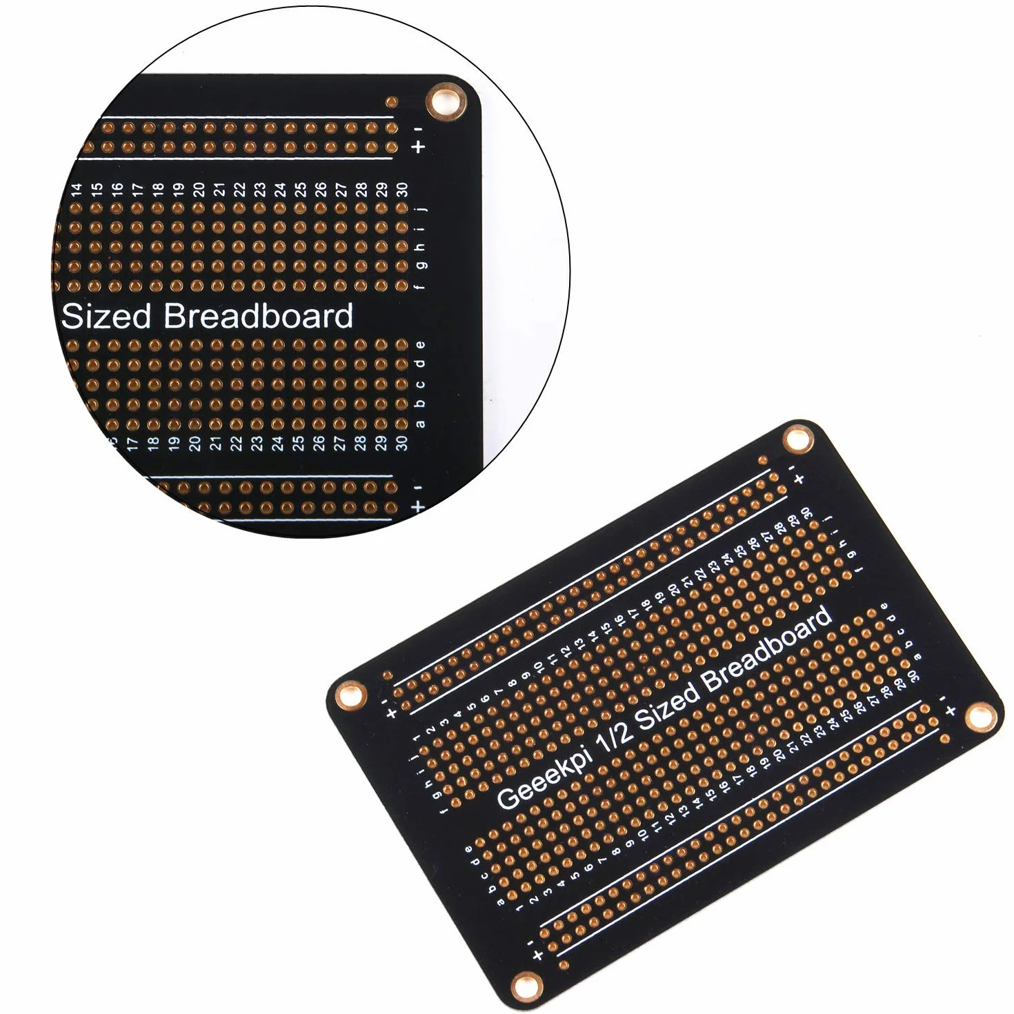 GeeekPi Zestaw 5 szt. Złoto-platerowanych płytek prototypowych PCB, dwustronna płytka do eksperymentów, płytka do lutowania, zestaw DIY do Arduino (pół rozmiar)