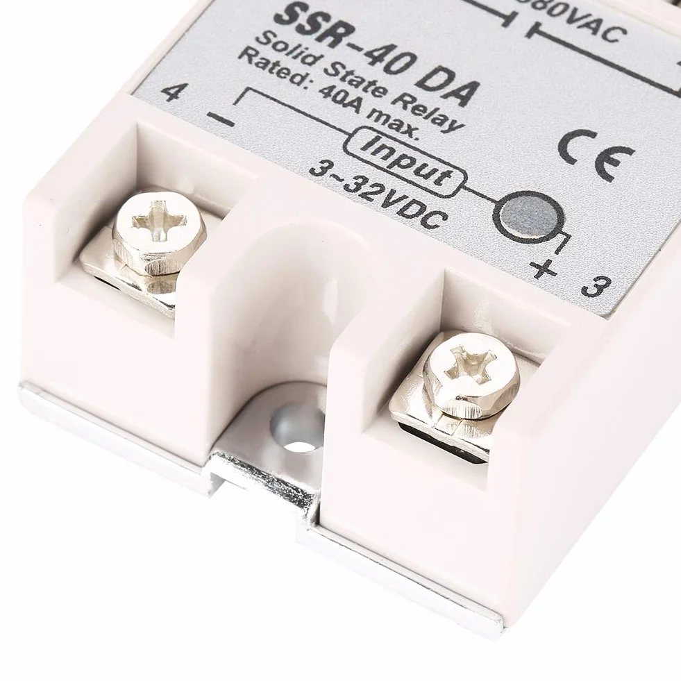 Halbleiterrelais SSR-40DA 40A Einphasen-Halbleiterrelais Eingang 3-32V DC Ausgang 24-380V AC