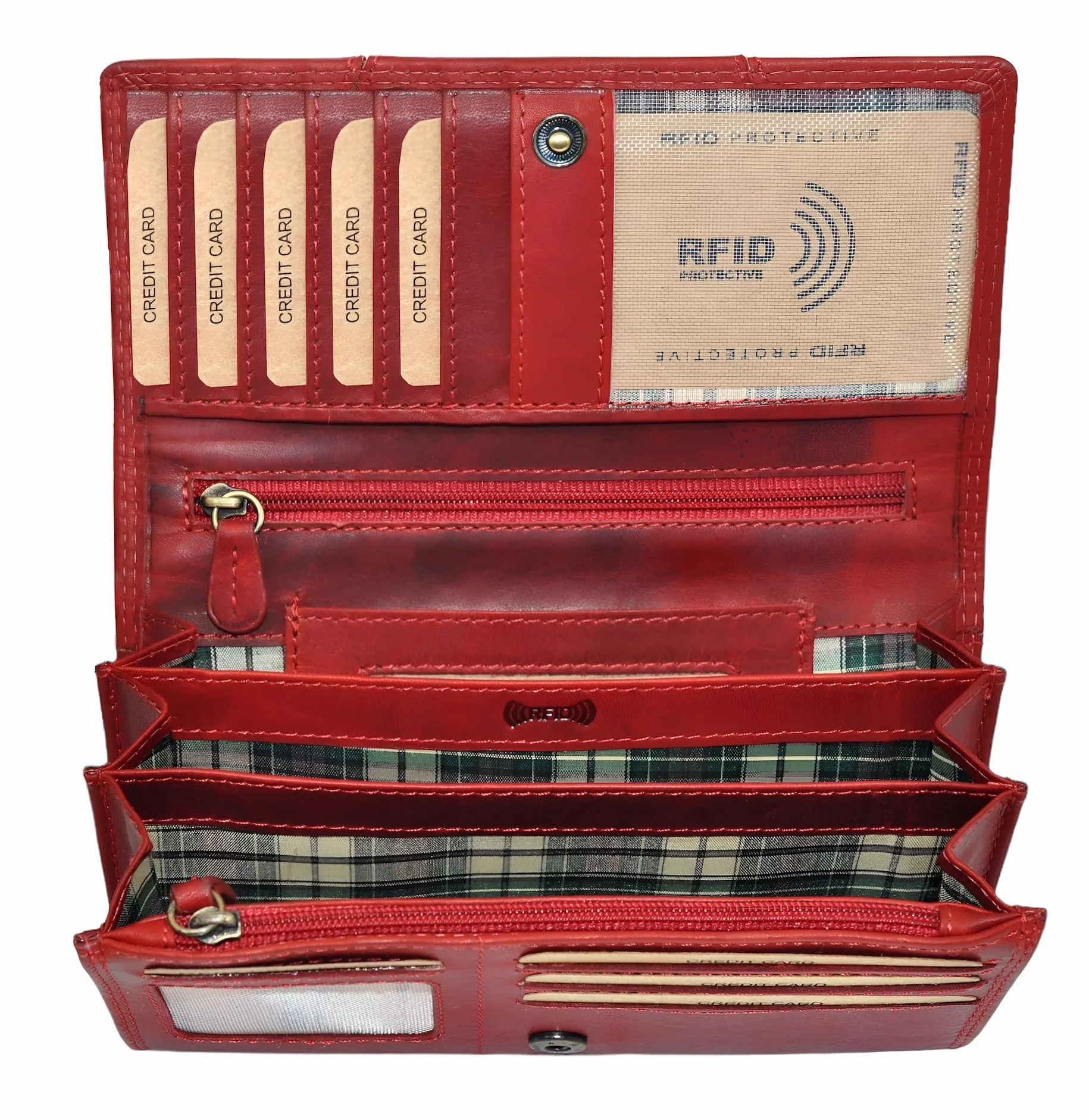 Benthill Portfel Damski Skórzany z Ochroną RFID Styl Vintage Duży Długi Zestaw z Pudełkiem Upominkowym