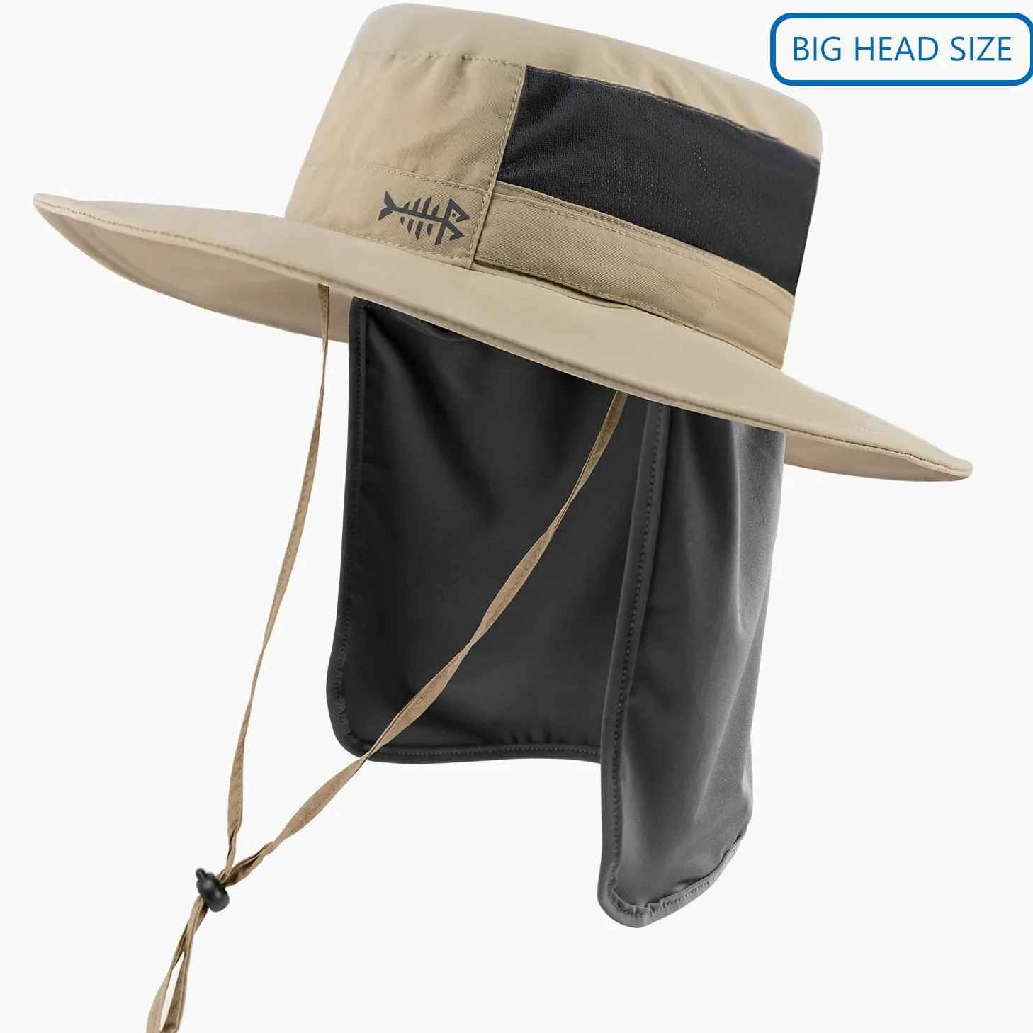 Bassdash UPF 50+ Sun Fishing Hat Wodoodporny z odpinaną klapką na szyję