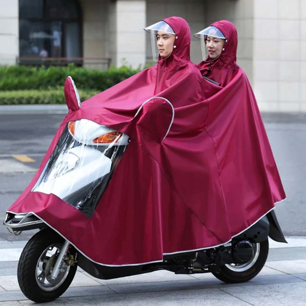 Poncho z kapturem, kurtka przeciwdeszczowa, ponczo, wielokrotnego użytku dla dorosłych,Płaszcz przeciwdeszczowy(Red,6XL double)