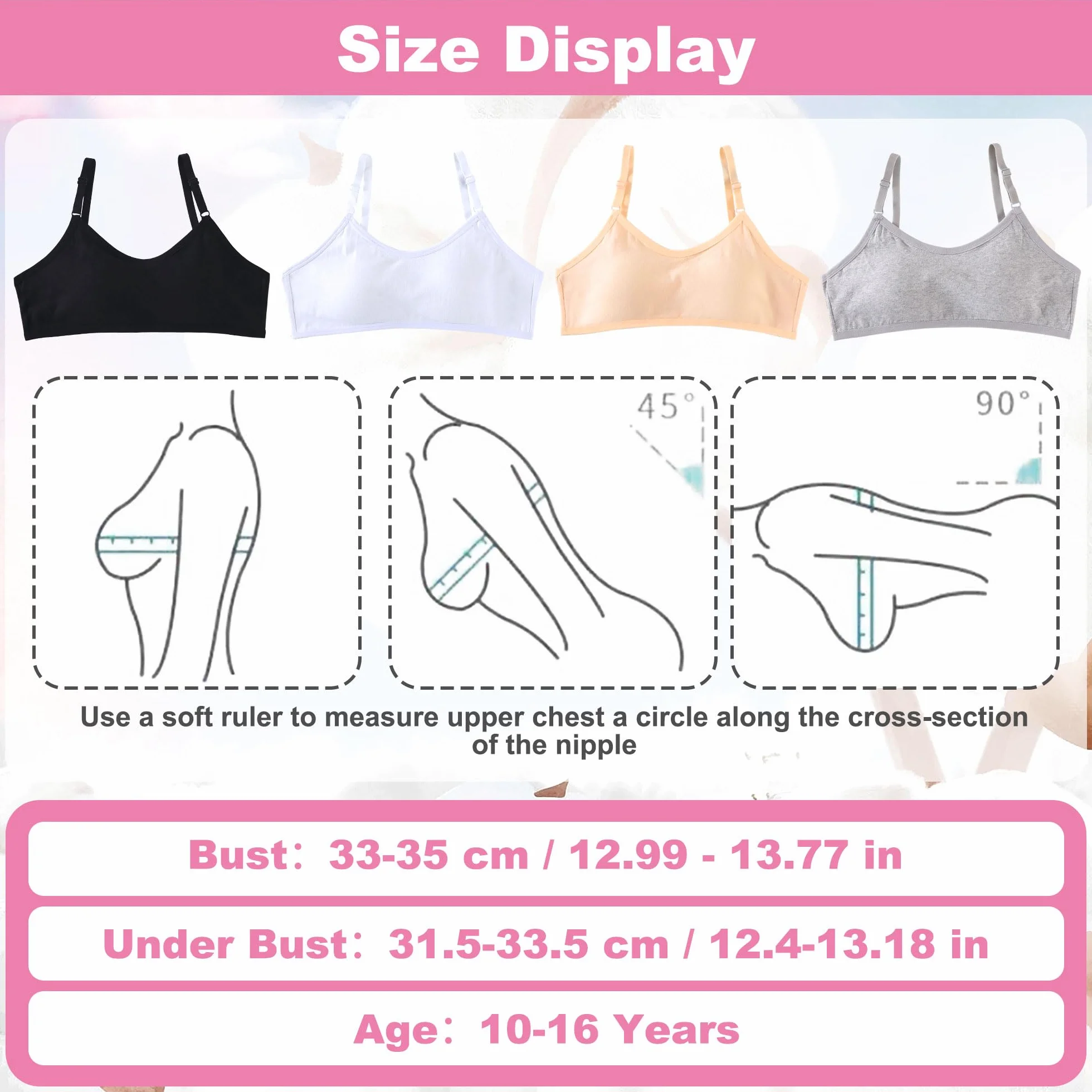 Bustier Meisjes BHS Katoenen 4-pak Sport Braletka regulowana opaska na ramię Zonder Beugel zestaw biustonosz 10-16 lat Veelkleurig