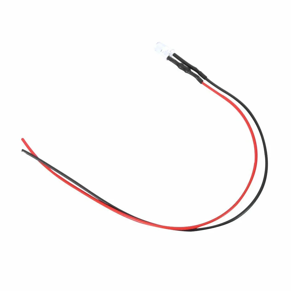 Walfront Diody LED, 10 szt., 12 V, 0,06 W, 5 mm, kabel świetlny LED, dioda elektroluminescencyjna, 20 cm, wielokolorowe (żółte)