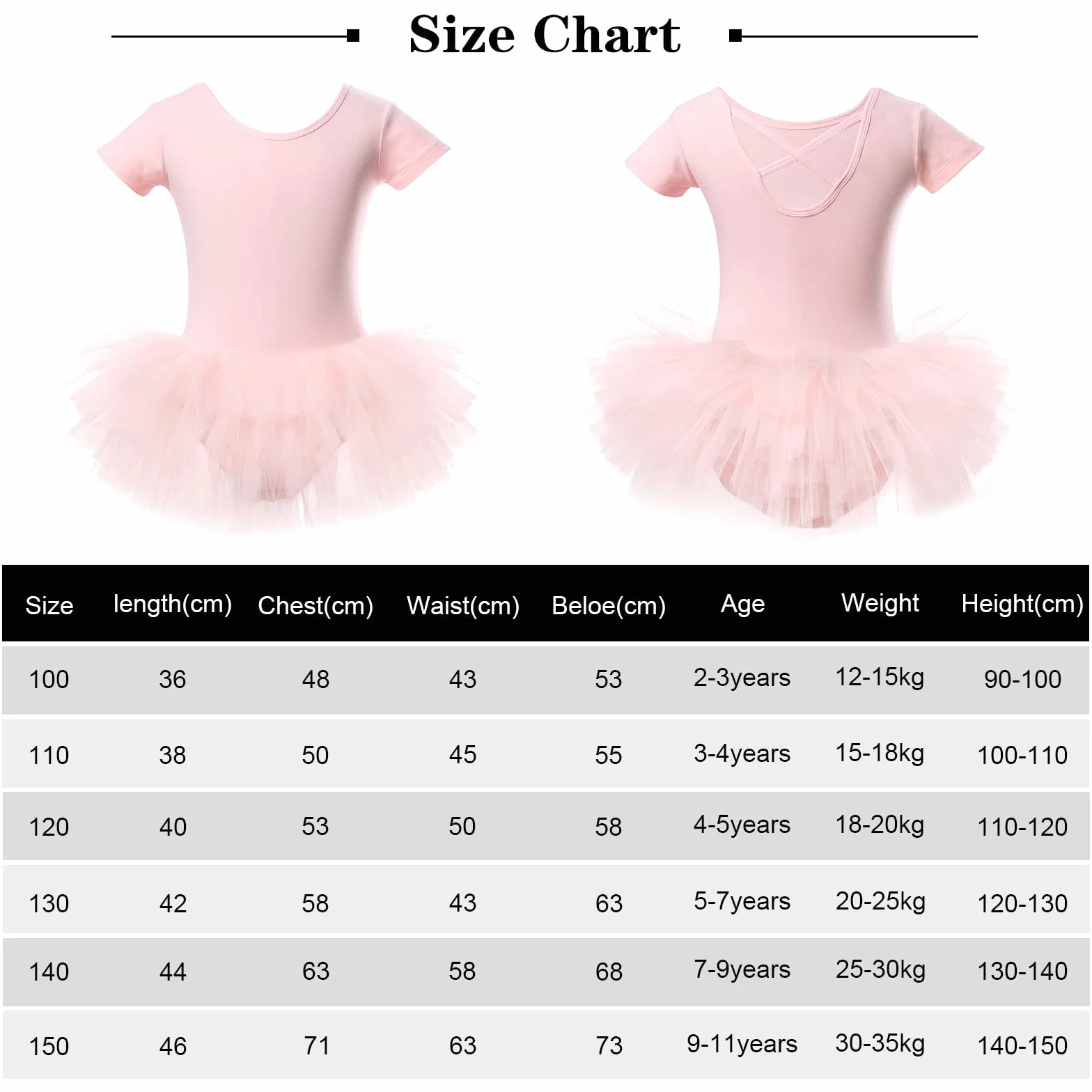 Bezioner Dziewczyna Tutu do tańca Body baletowe Leotard sukienka gimnastyczna z krótkim rękawem różowa (koń z guzikiem) 120