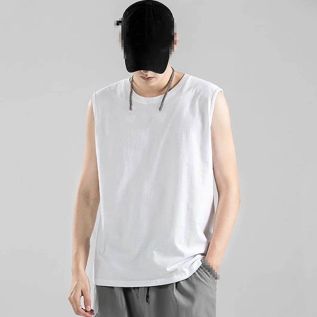 Męskie koszulki bez rękawów Kamizelka Casual Tank Tops, Biało-biały, M