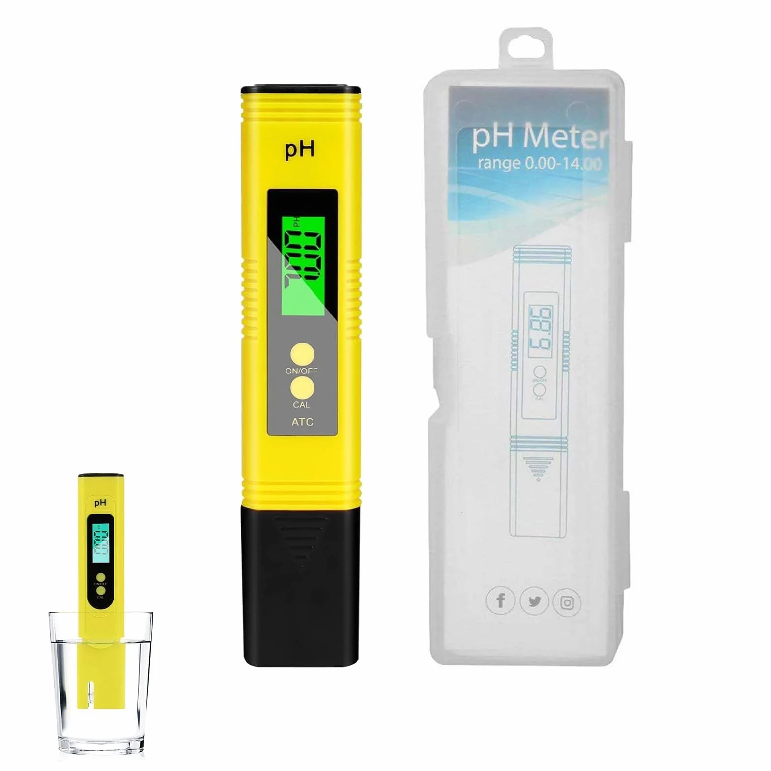 Ochronny cyfrowy miernik pH, precyzyjny tester pH do wody 0,01 Rozdzielczość miernik pH zakres 0-14 PH z automatyczną kalibracją - akwarium, Wate basen, tester wina