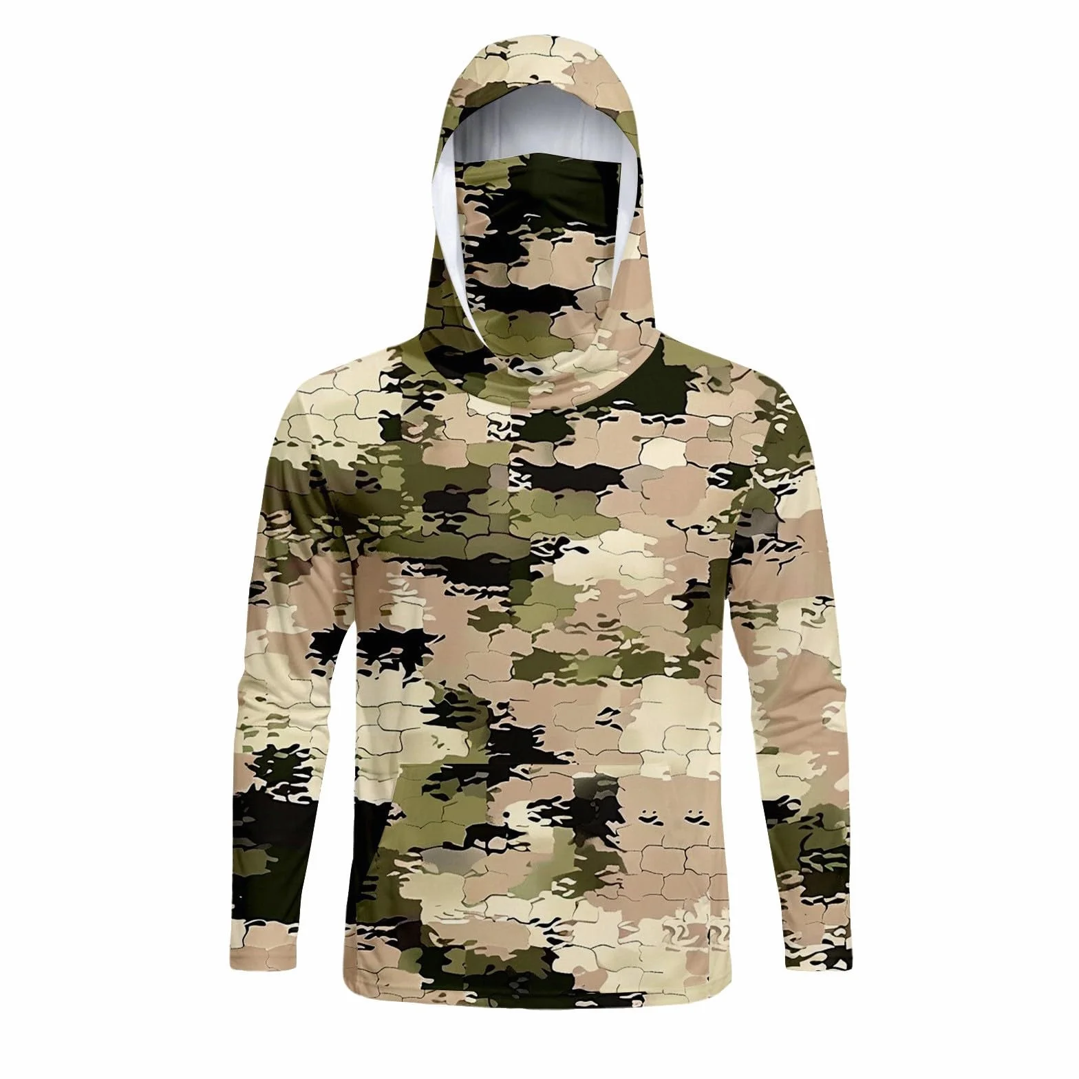 DENGJIAMY Męska bluza z kapturem chroniąca przed słońcem UPF 50+ Rash Guard Camo Shirt z długim rękawem outdoorowe wędkarstwo bieganie wędrówki bluza z kapturem topy z maską
