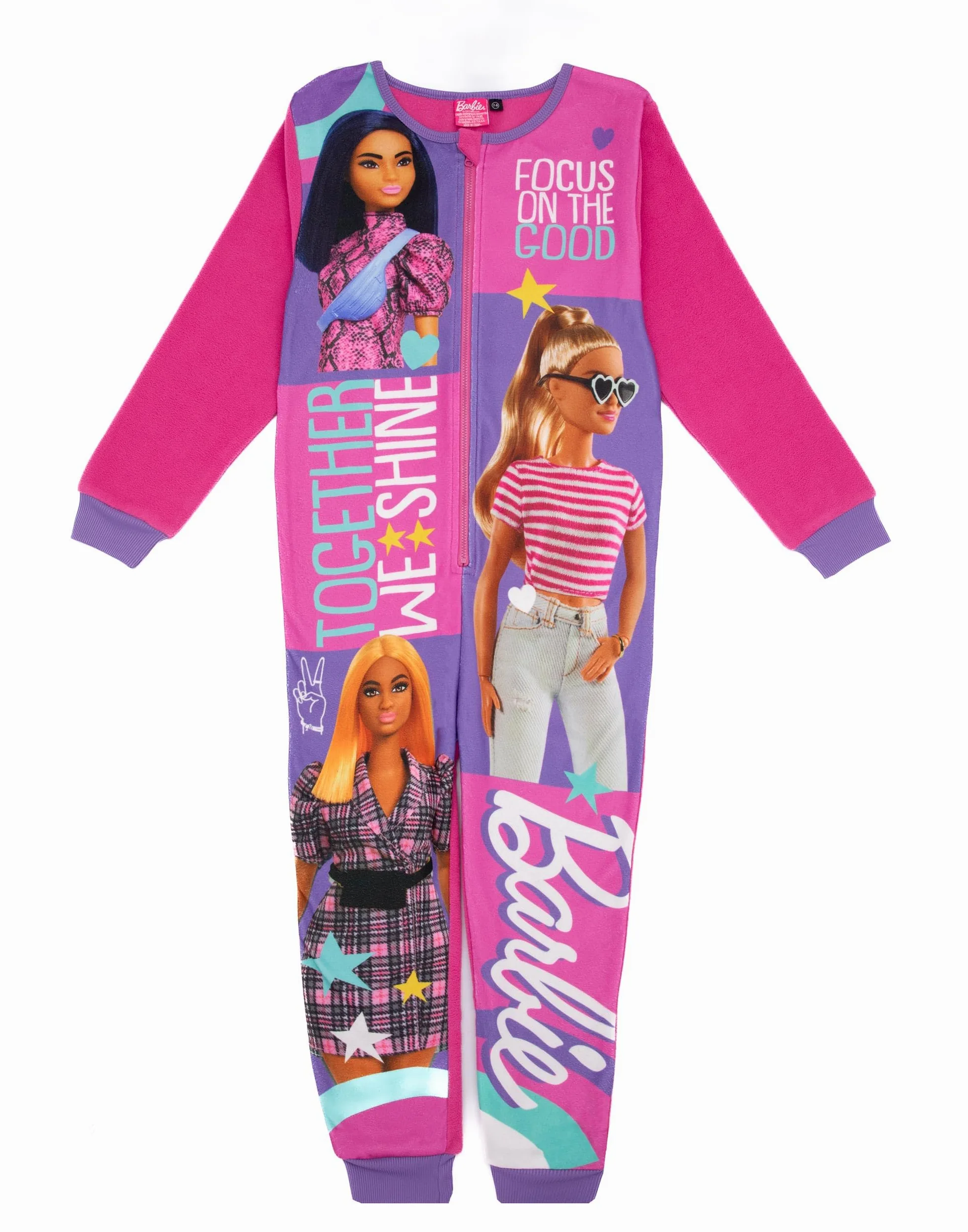 Barbie Girls' Pink All-in-One Nightwear Comfy Onesie for Leisure