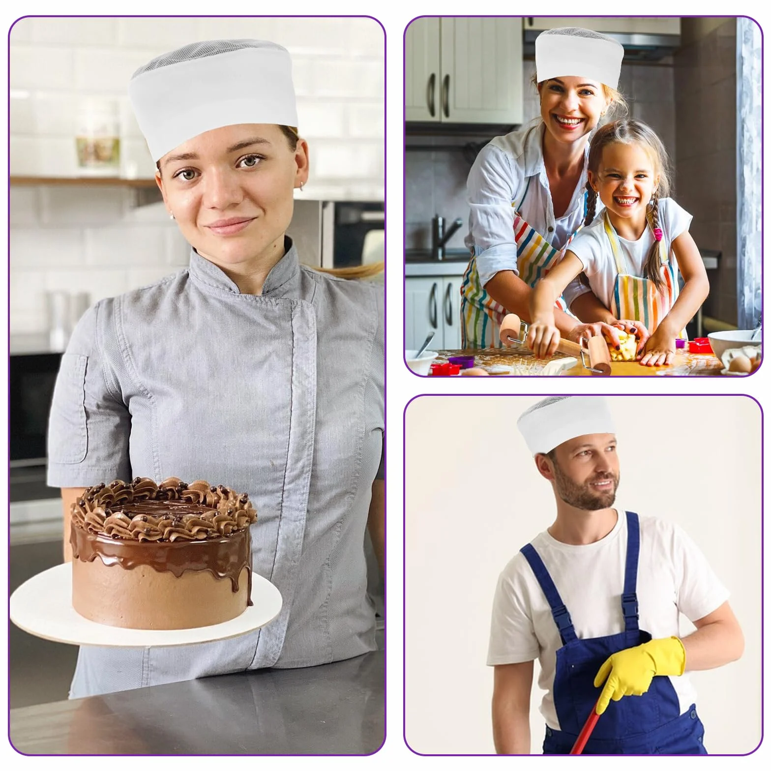 Czapka kucharska, biała czapka kucharska, męska, damska, bawełna, czapka gastronomiczna, uniseks, dla szefa kuchni, regulowana, profesjonalny mundurek kuchenny do restauracji, gotowania, pieczenia,