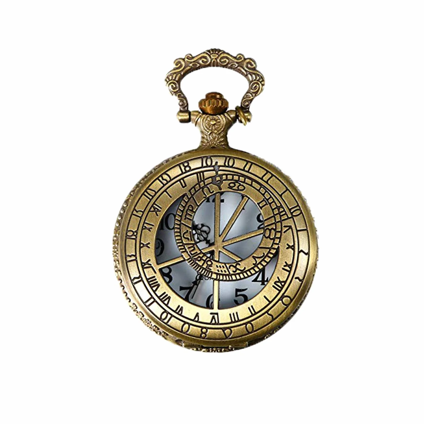 JewelryWe Prezent na Dzień Ojca, męski zegarek kieszonkowy, retro, Royal Flush, kwiaty, dzwonek, motocykl, analogowy, kwarcowy, wisiorek, brąz, prezent dla mężczyzn